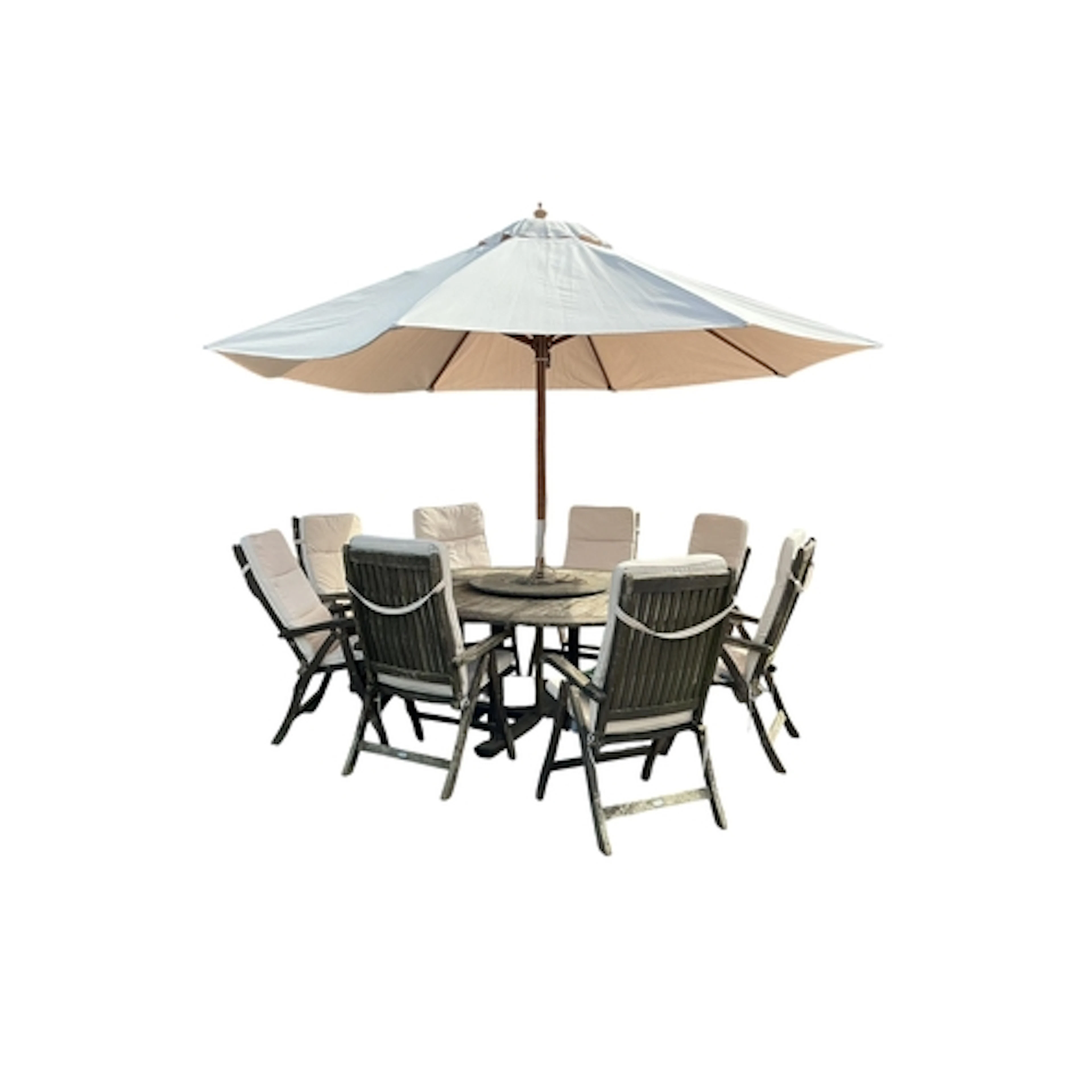 A Neptune circular weathered teak garden table, diameter 180...