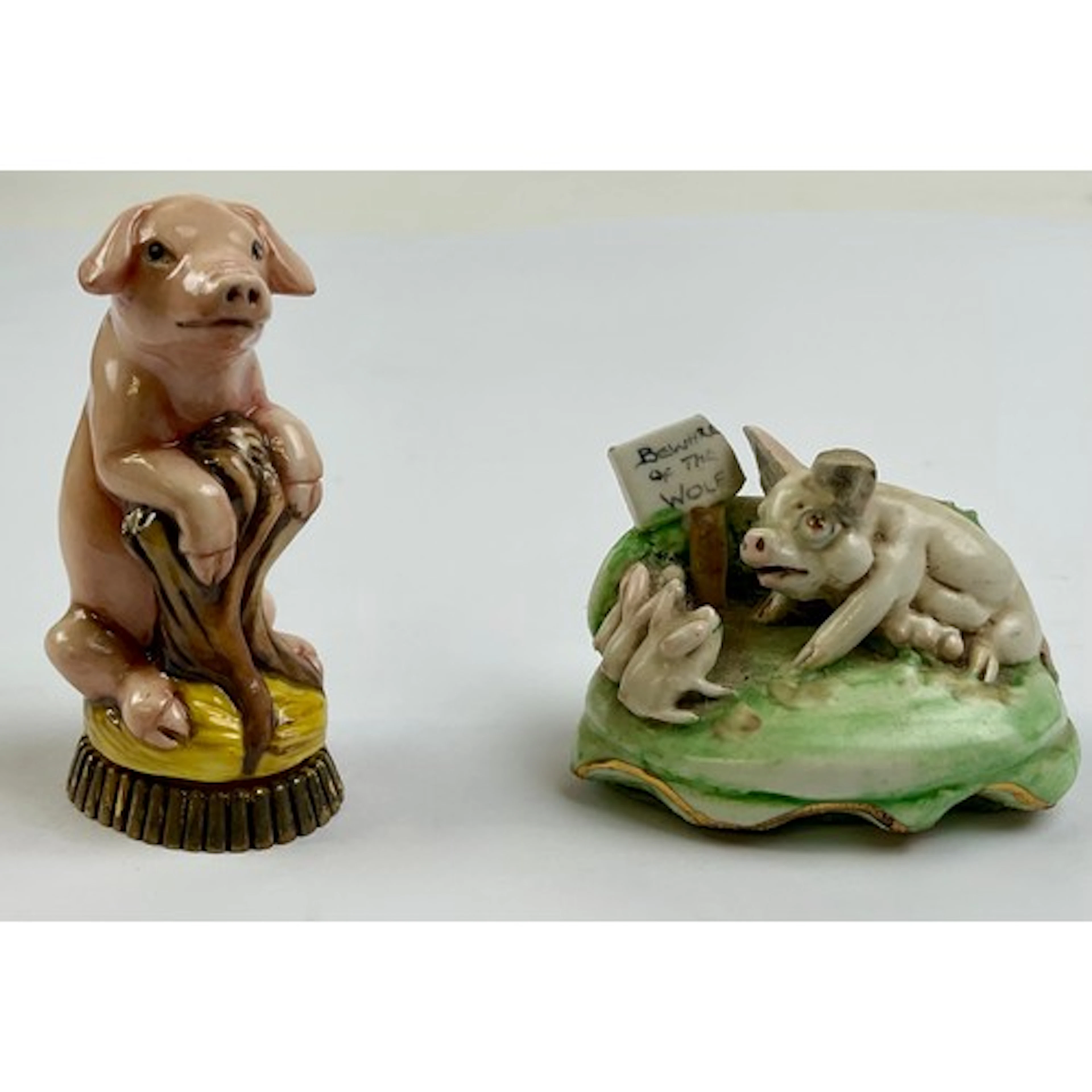 An Elizabeth II porcelain and silver gilt mounted seal stamp...