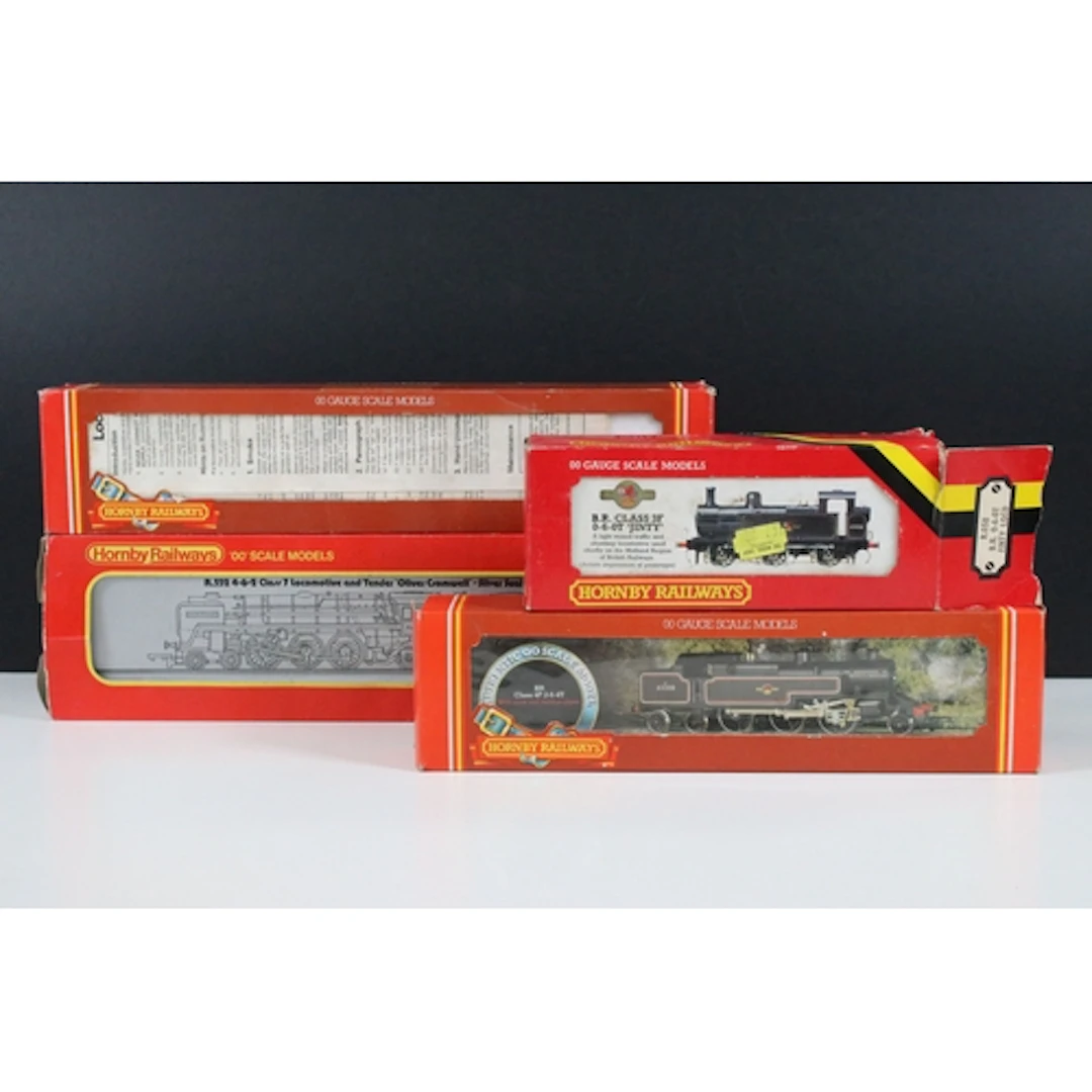 Four boxed Hornby OO gauge locomotives to include R062 BR Cl...