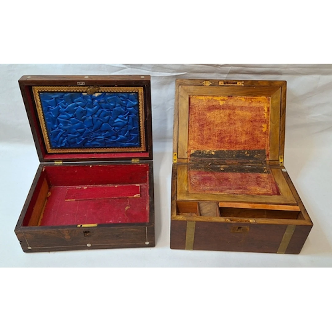 Antique Workbox & Writing Slope (both A/f)