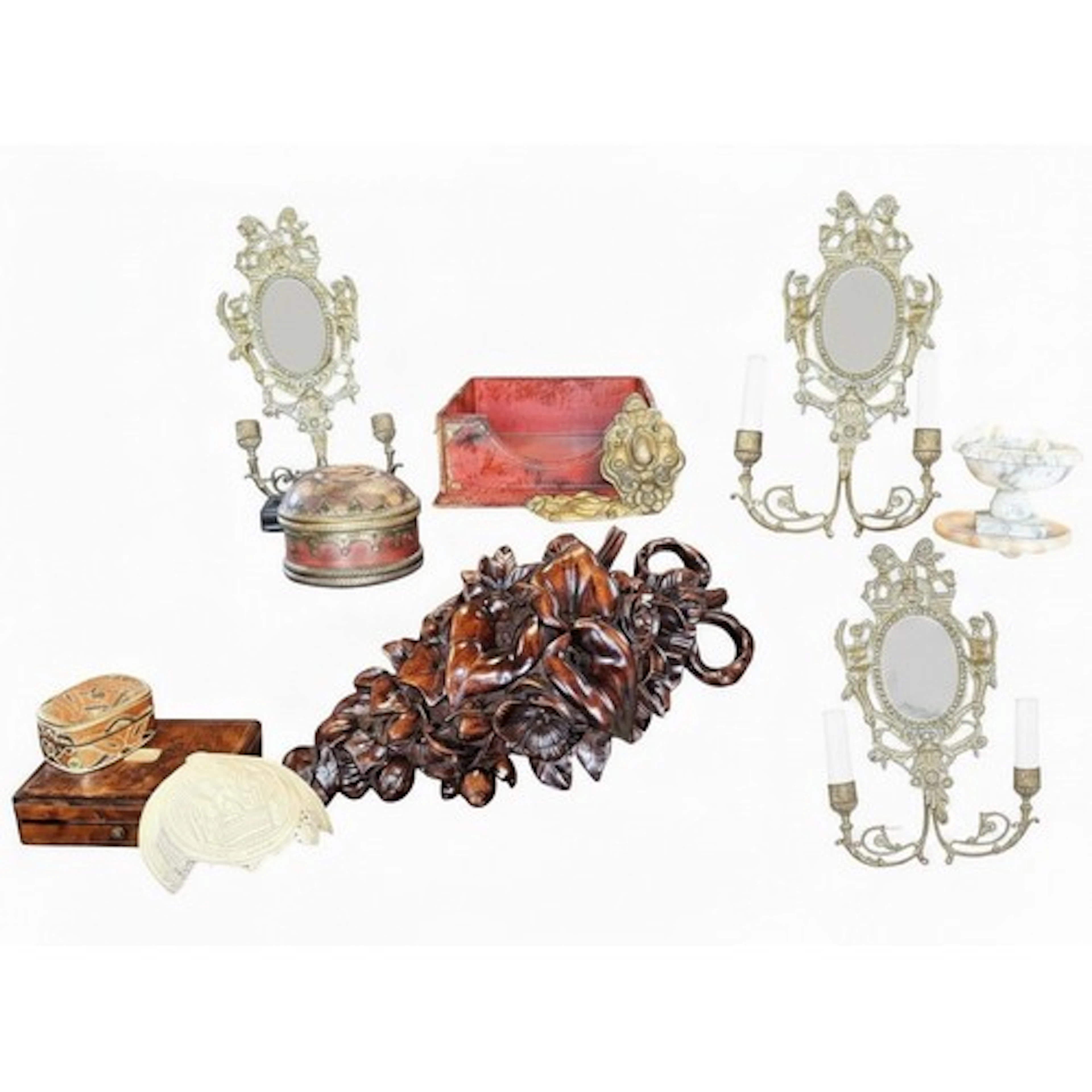 A group of various collectables to include a trio of French ...
