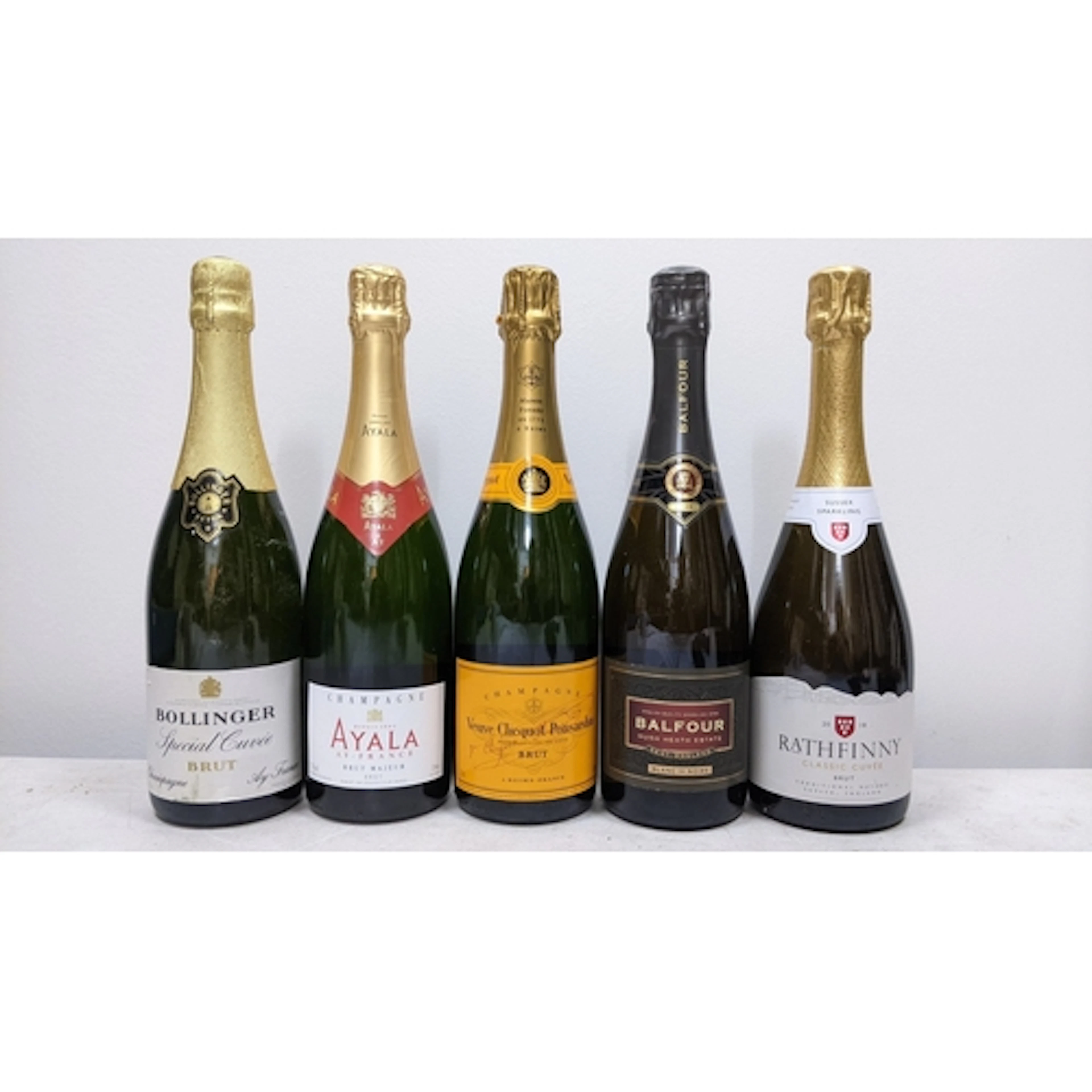 Five bottles Champagne and English sparkling wine comprising...