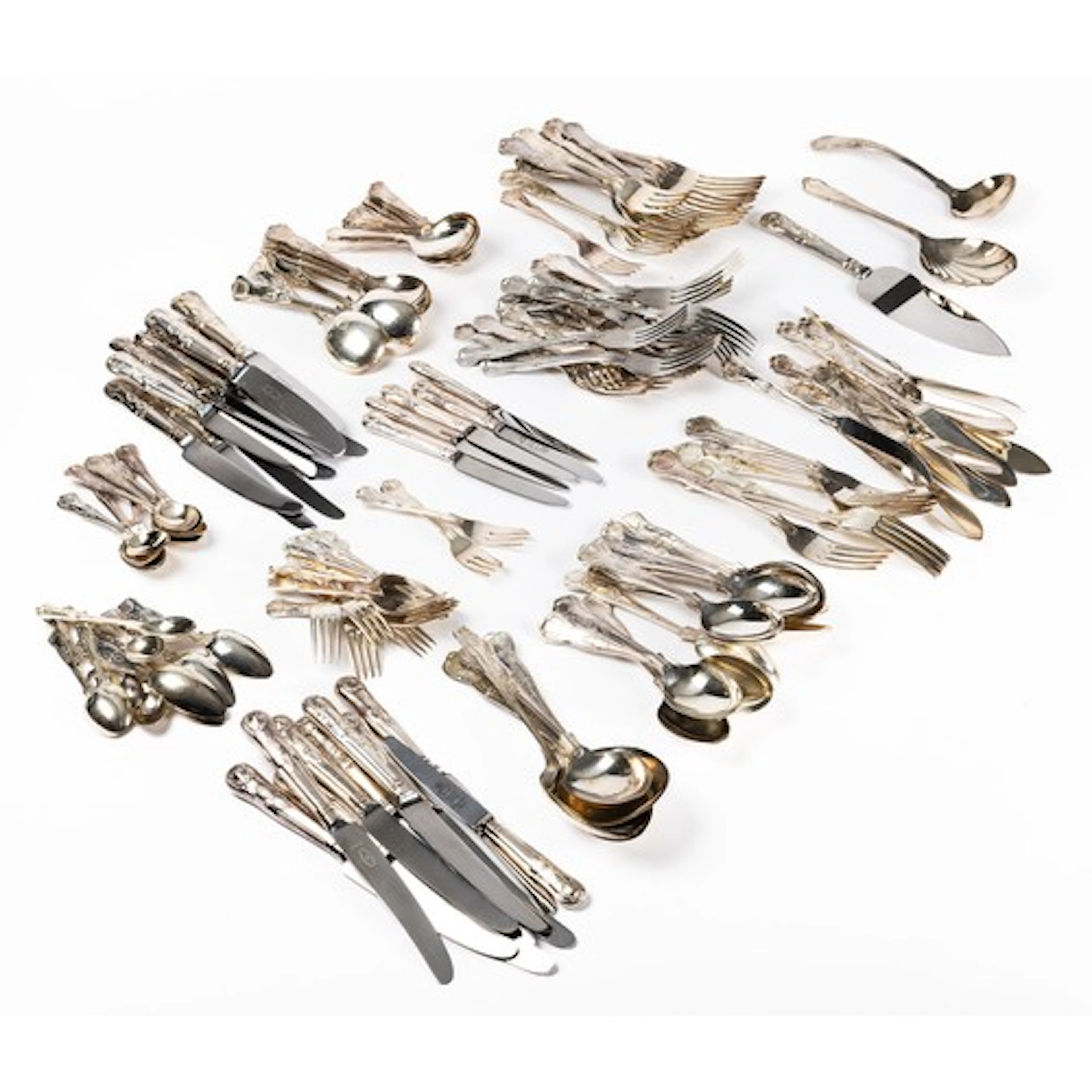 A collection of silver plated Kings Pattern cutlery, compris...