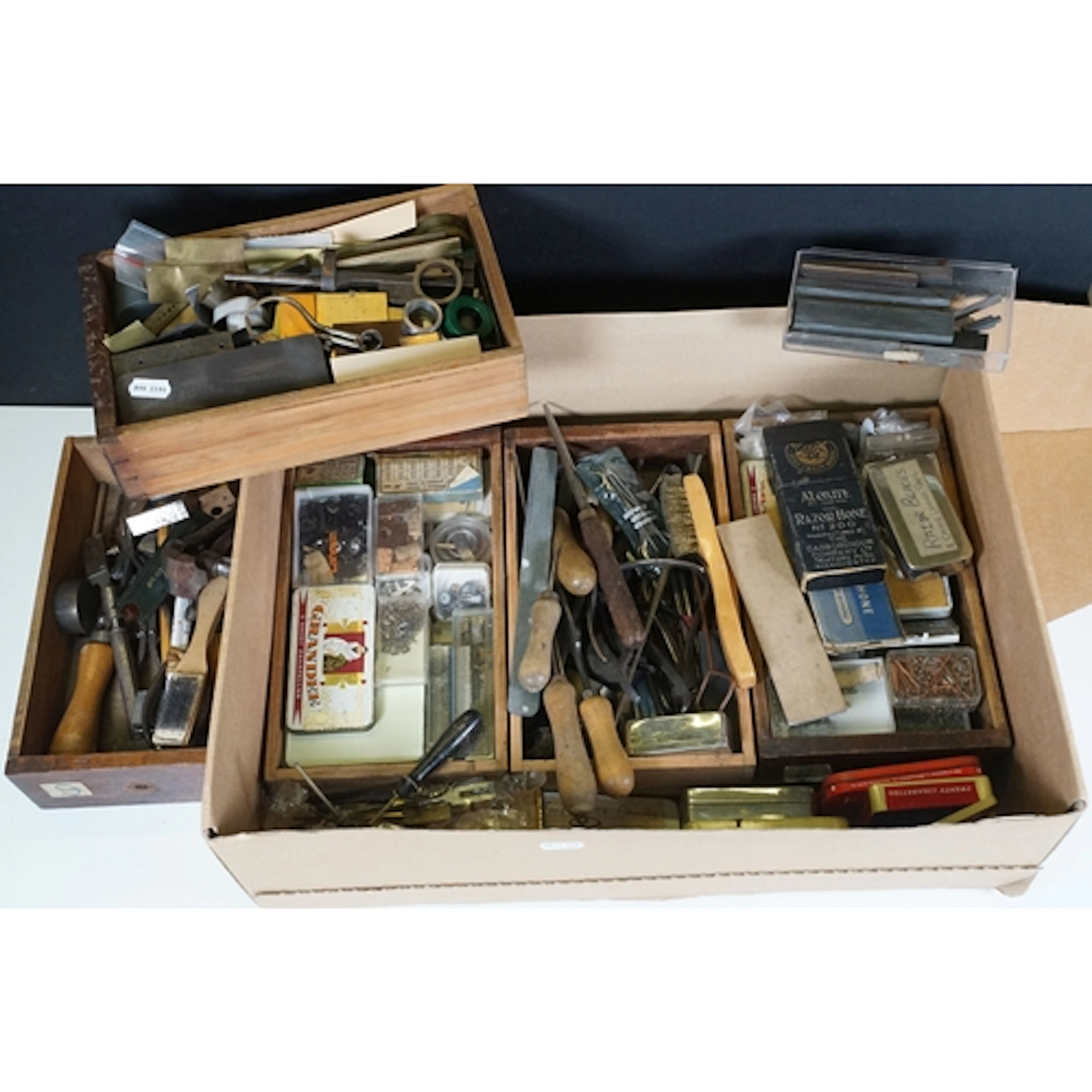 Collection of mixed tools, leather working and watch making ...