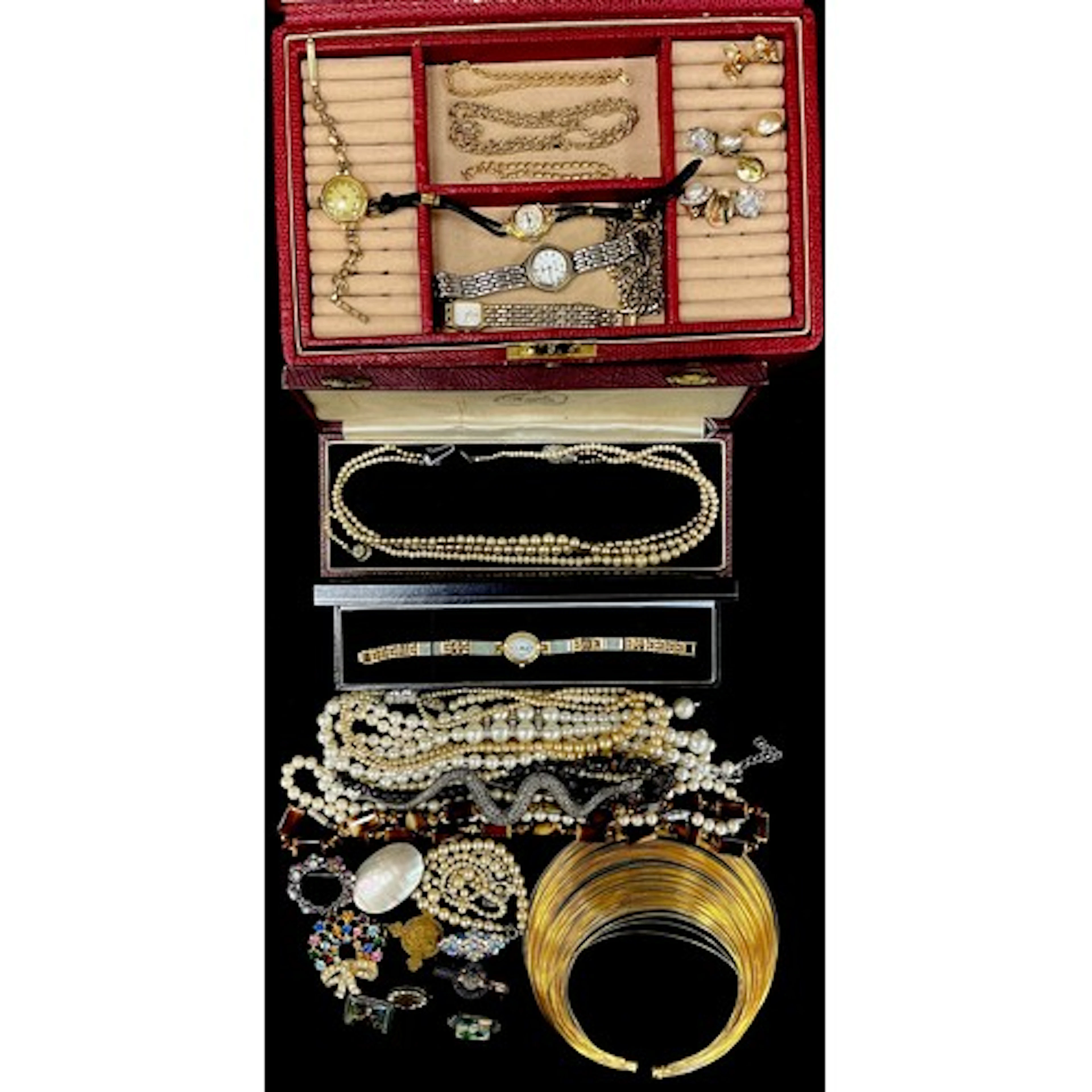Watches & Jewellery - a 1920s gold filled cased bracelet wat...