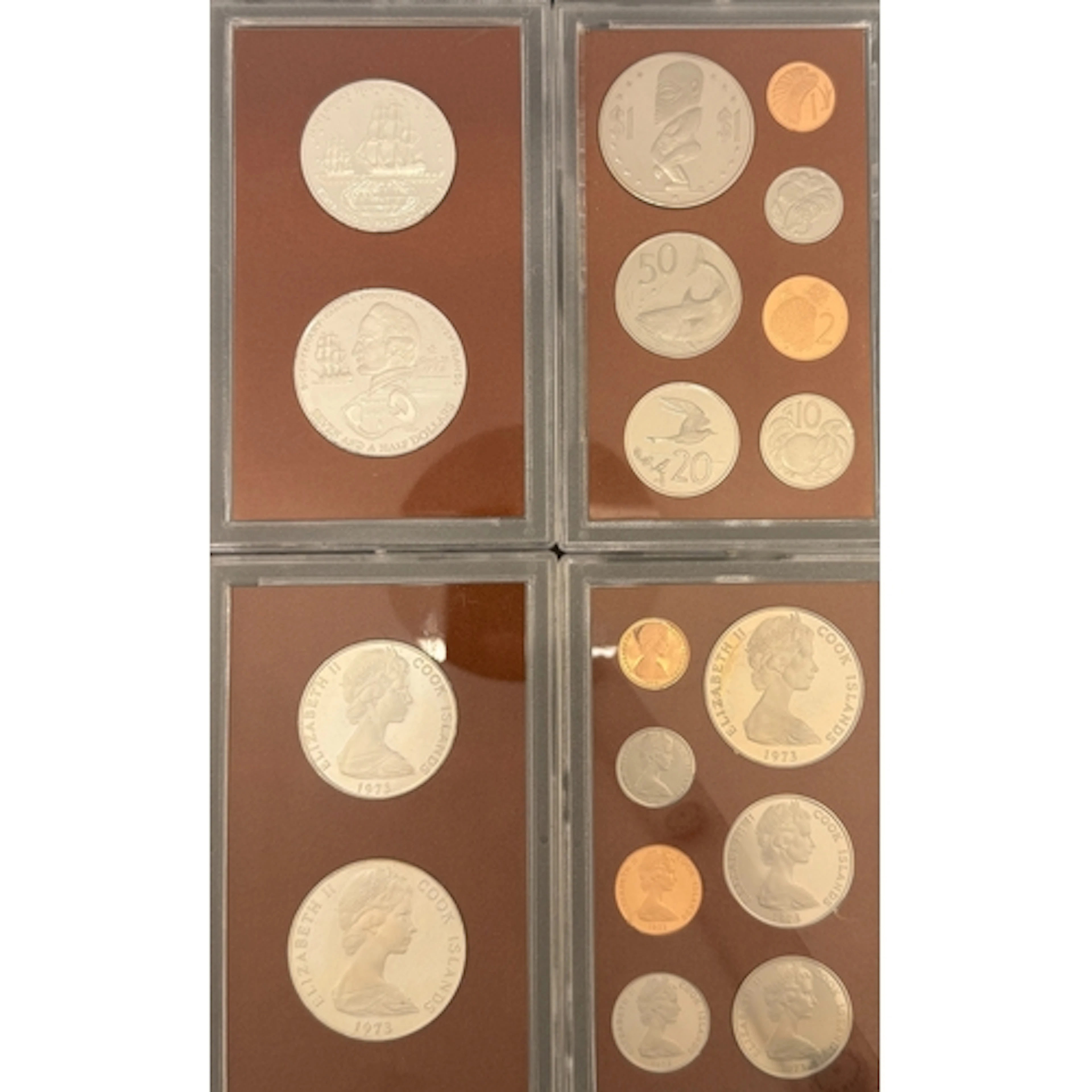 Cook Islands proof coin year sets (18 coins), 1973 and 1974,...