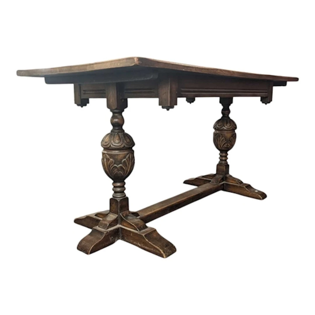 An early 20th century circa 1920s, solid oak refectory dinin...