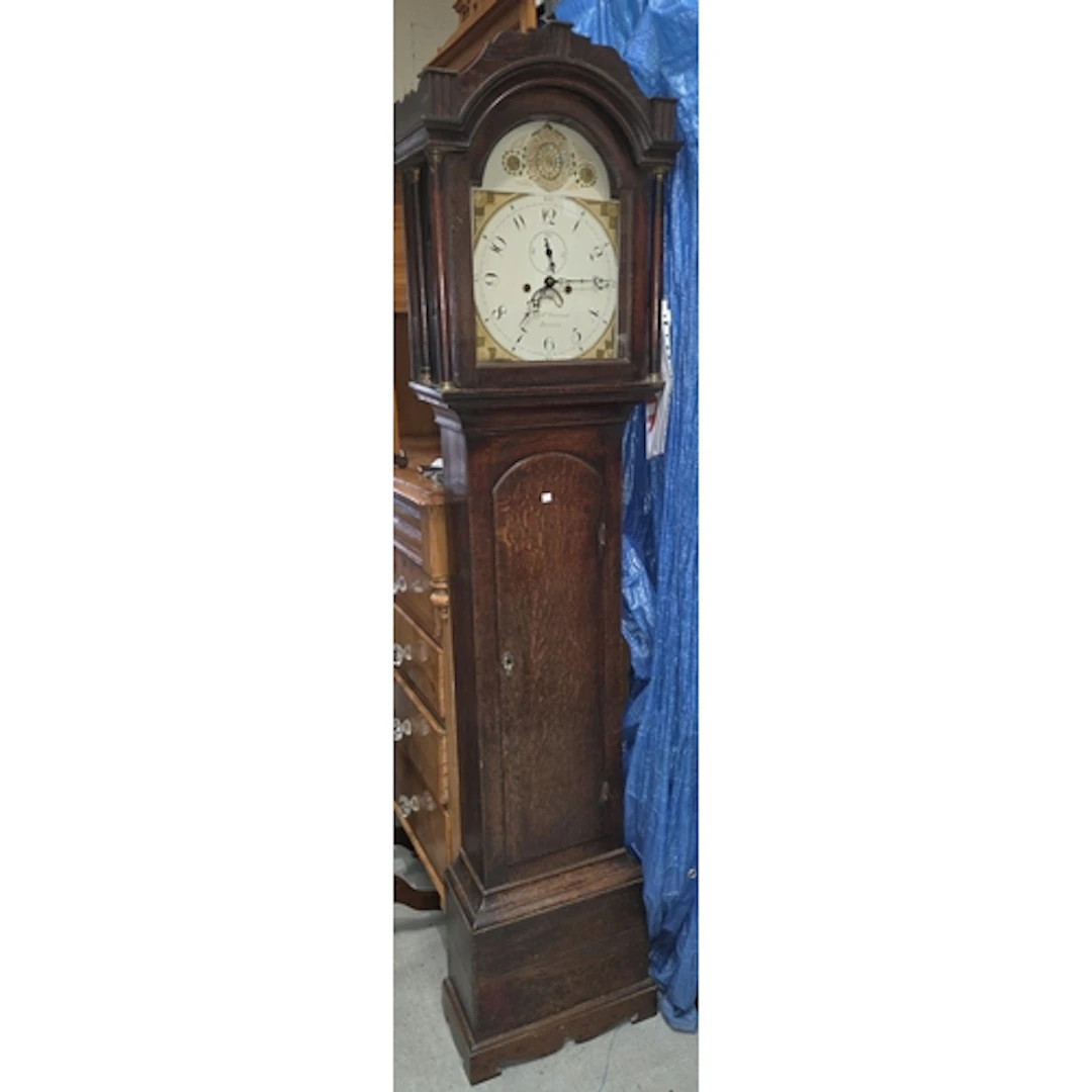A painted dial long case 8 day grandfather clock
