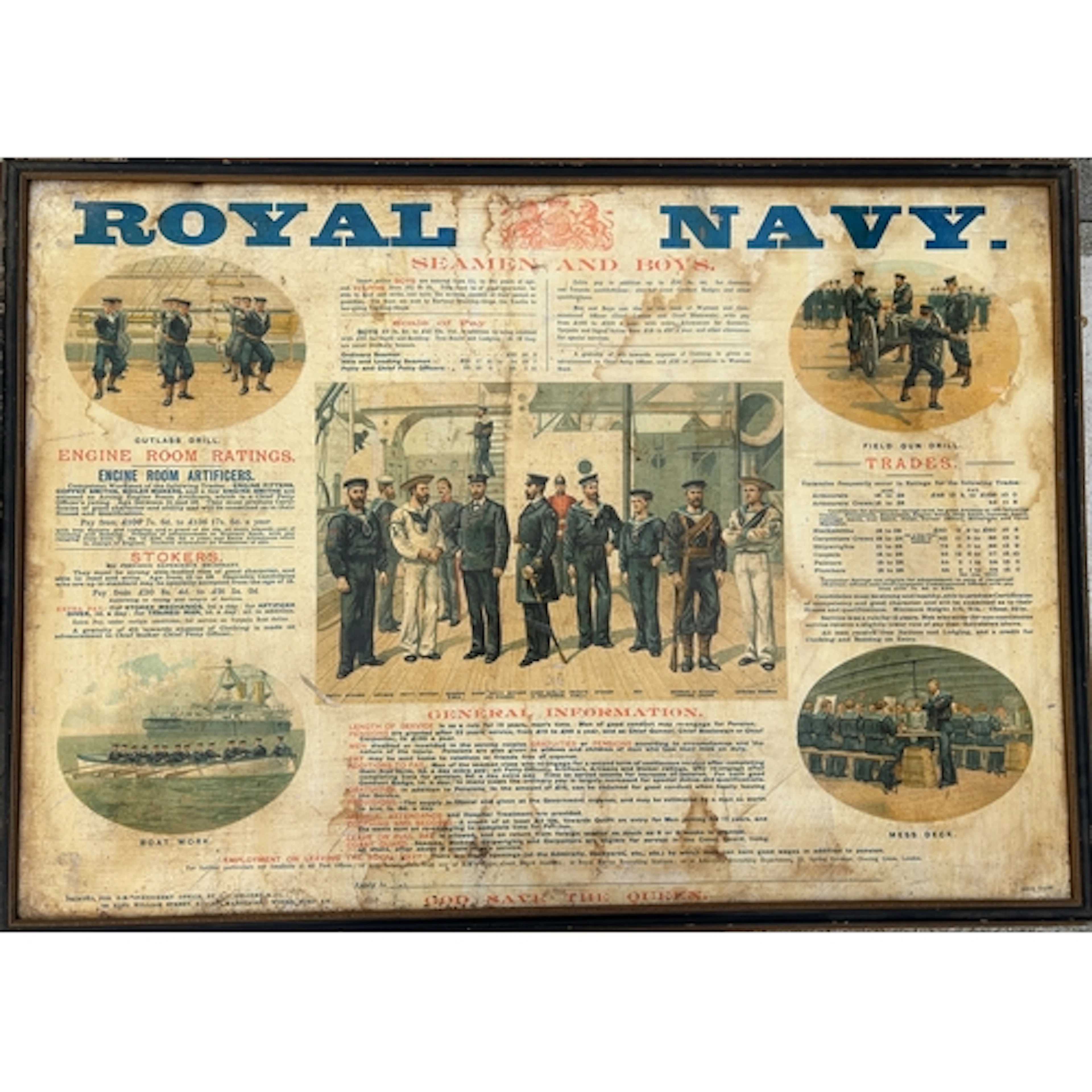 A large Victorian Royal Navy printed coloured recruiting pos...