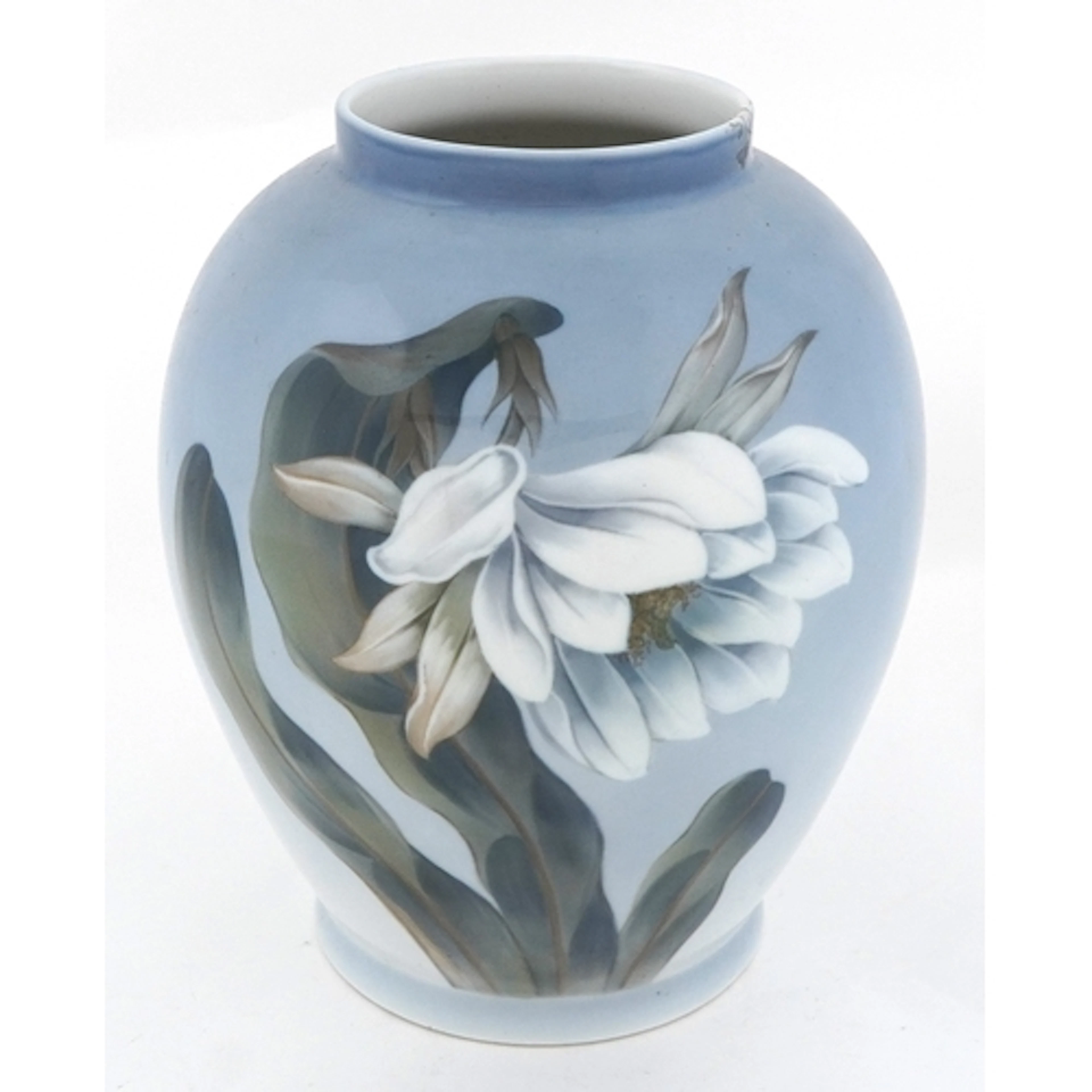 Large Royal Copenhagen Danish porcelain vase hand painted wi...