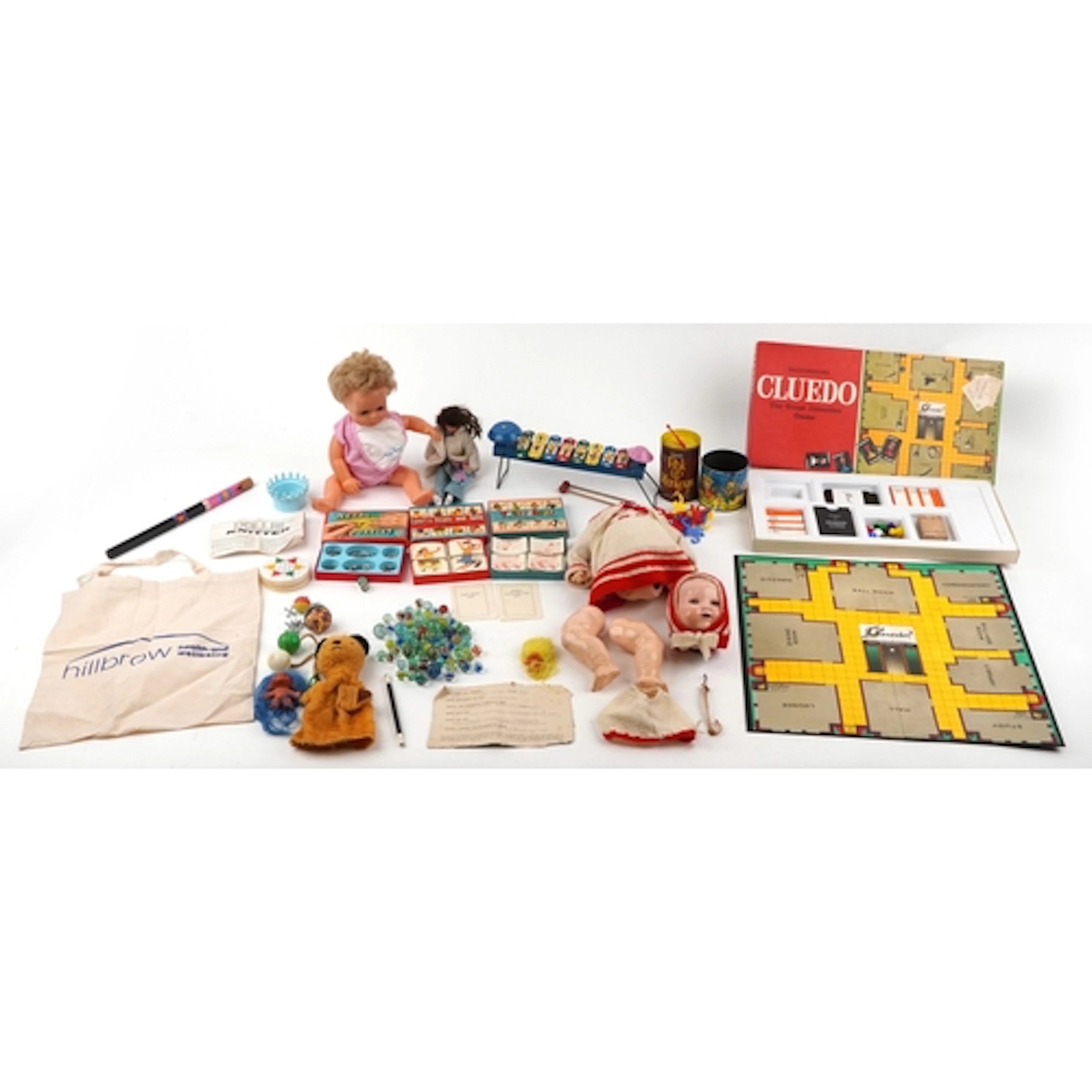 Vintage and later toys including German doll with articulate...