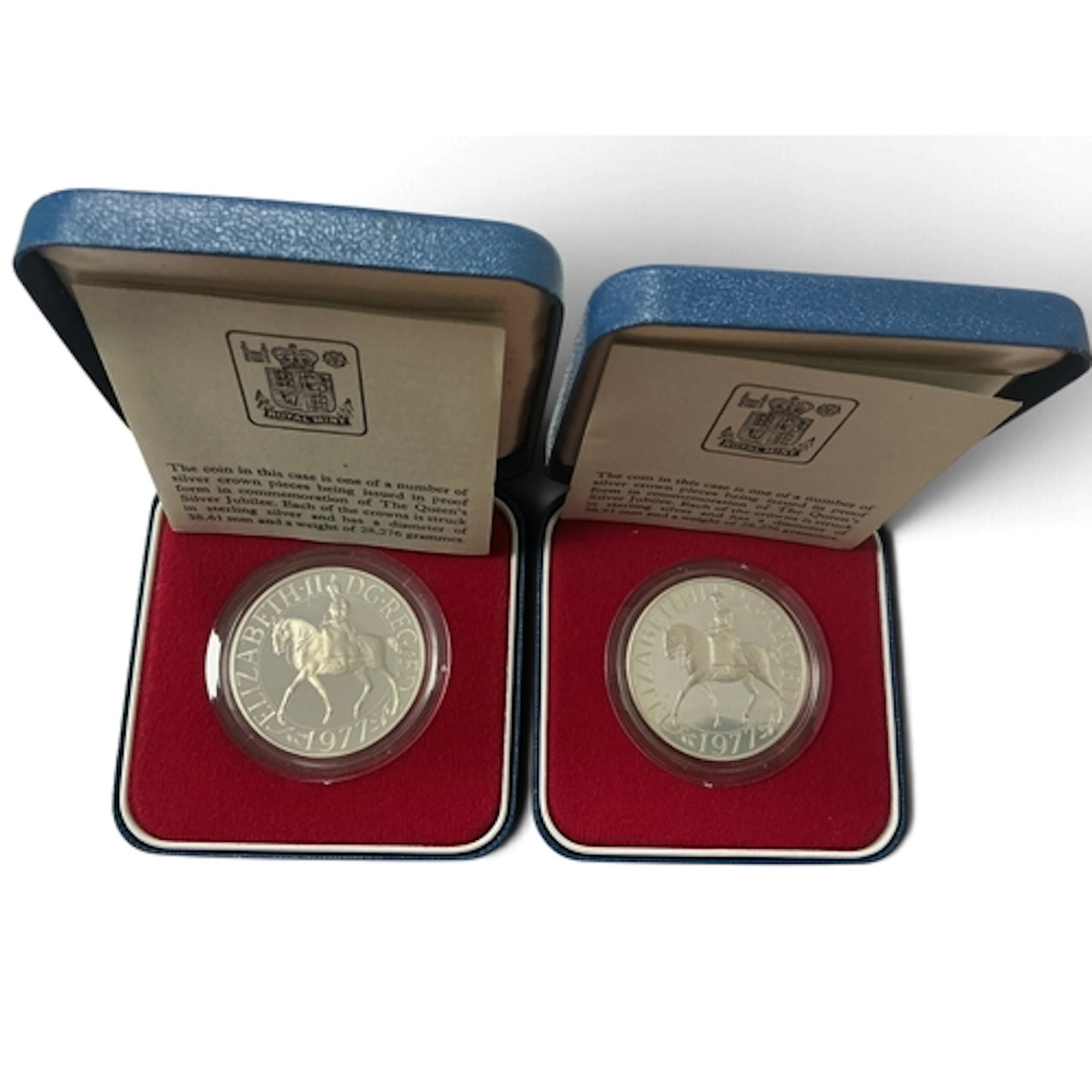 Two Royal Mint 1977 Queen's Silver Jubilee Silver Proof Crow...