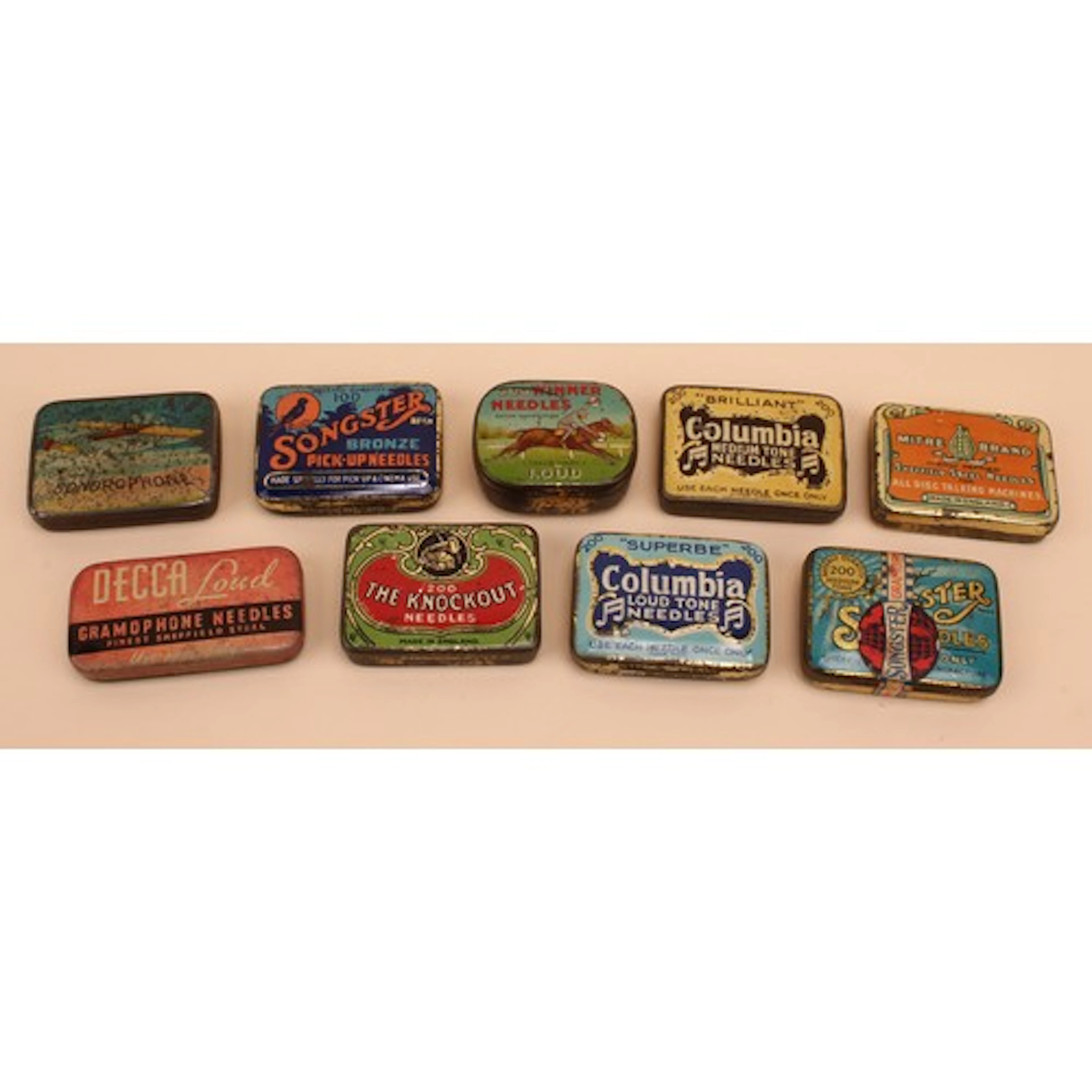 Advertising Tins - a collection of nine gramophone needle ti...
