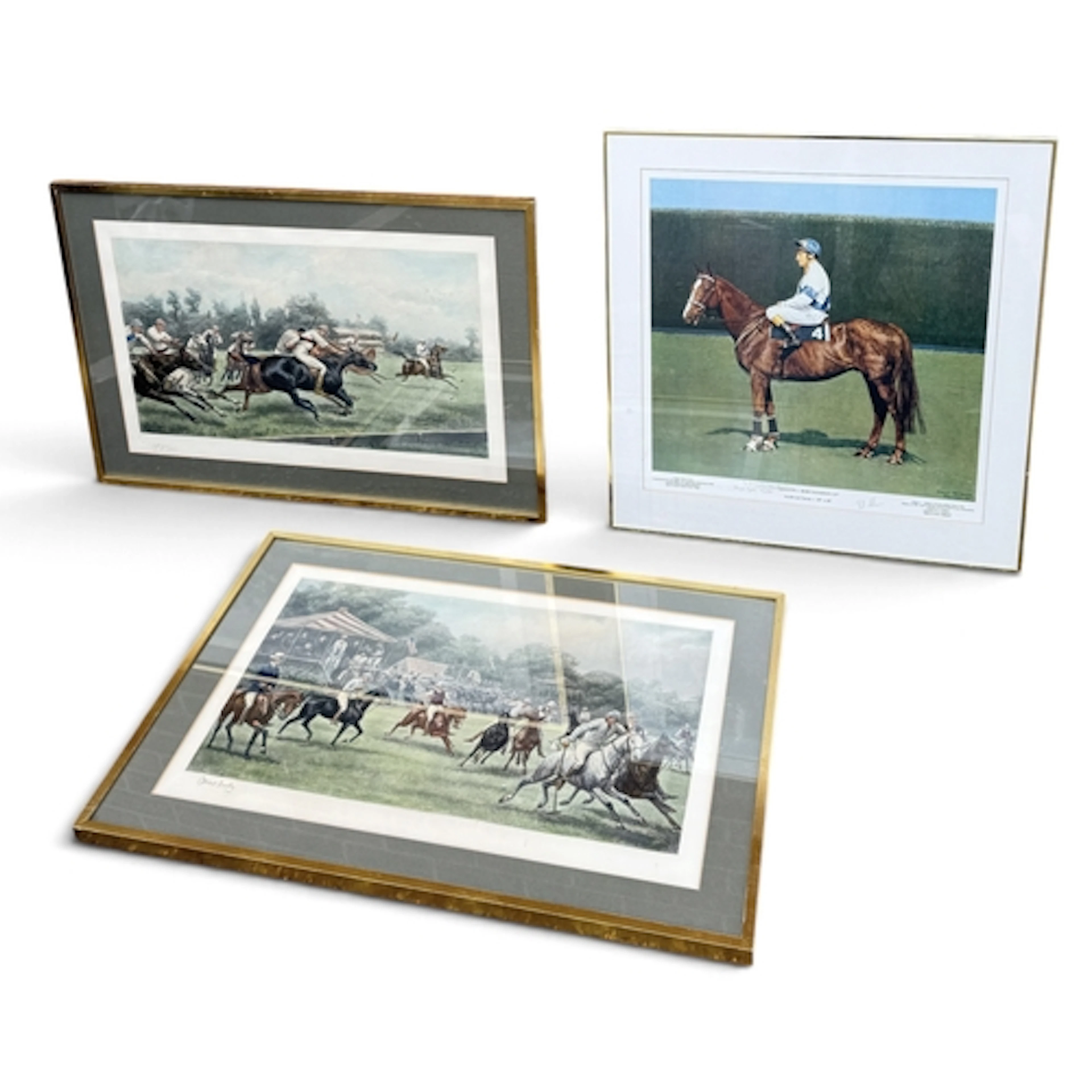 FOUR HORSE RACING/POLO PRINTS INCLUDING ALDANITI, BOB CHAMPI...