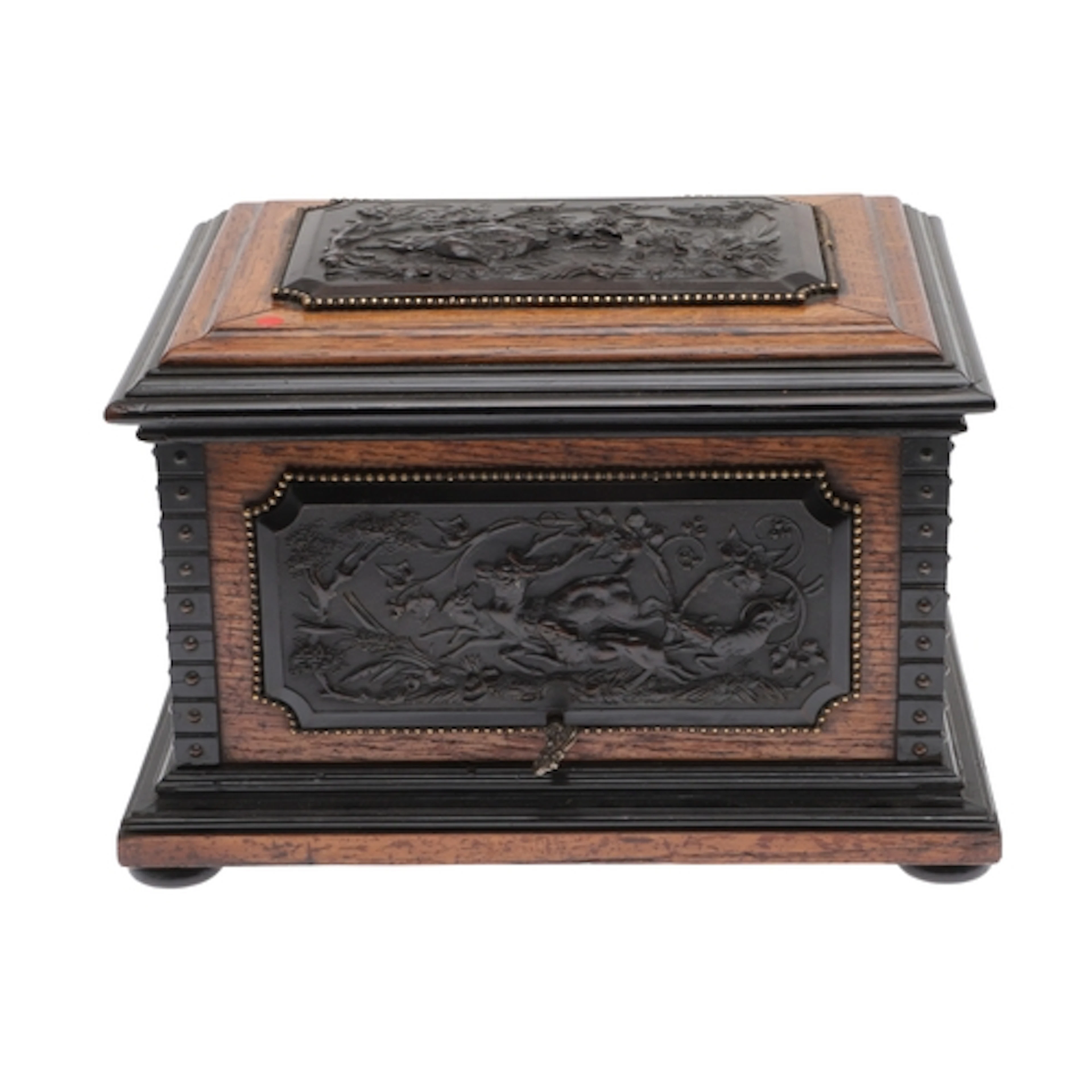 FRENCH OAK & EBONISED HUMIDOR - CIGAR CABINET. An oak cased ...