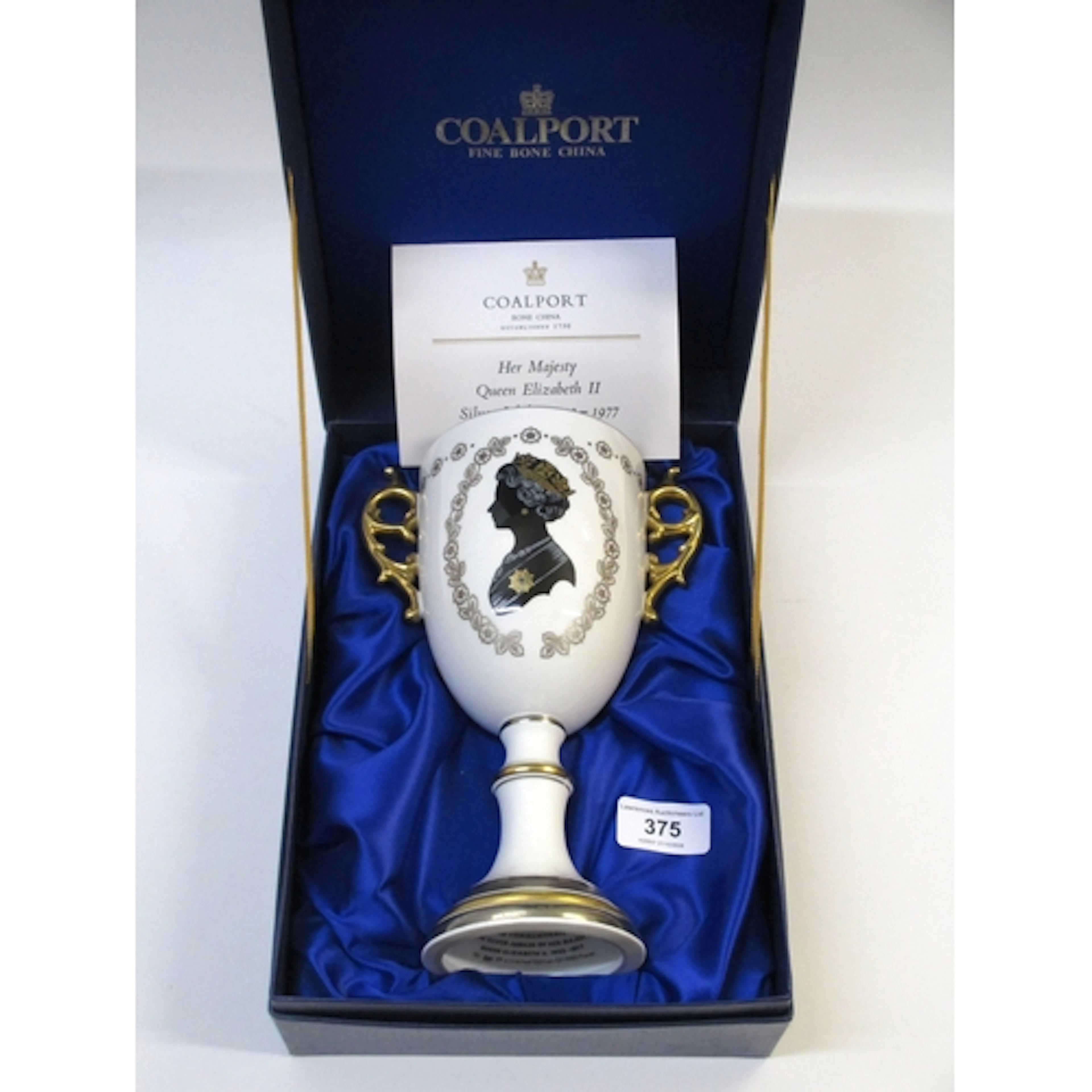 Coalport 1977 Silver Jubilee commemorative goblet in origina...