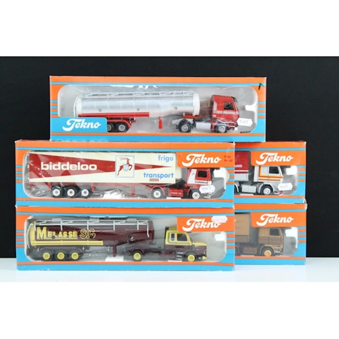 Five boxed Tekno 1/50 diecast haulage models to include Scan...