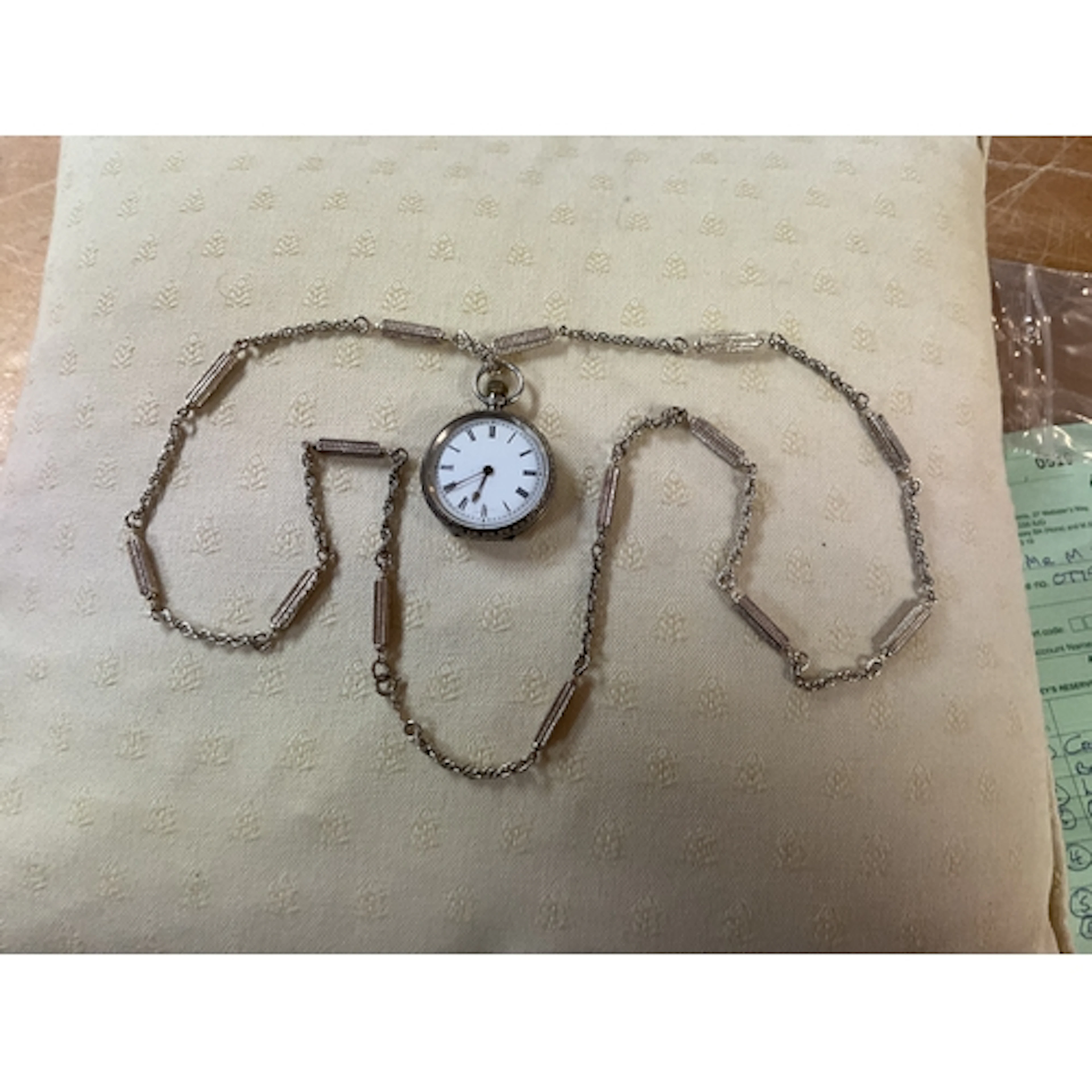 Ladies 935 silver watch on heavy silver longguard chain. Wei...