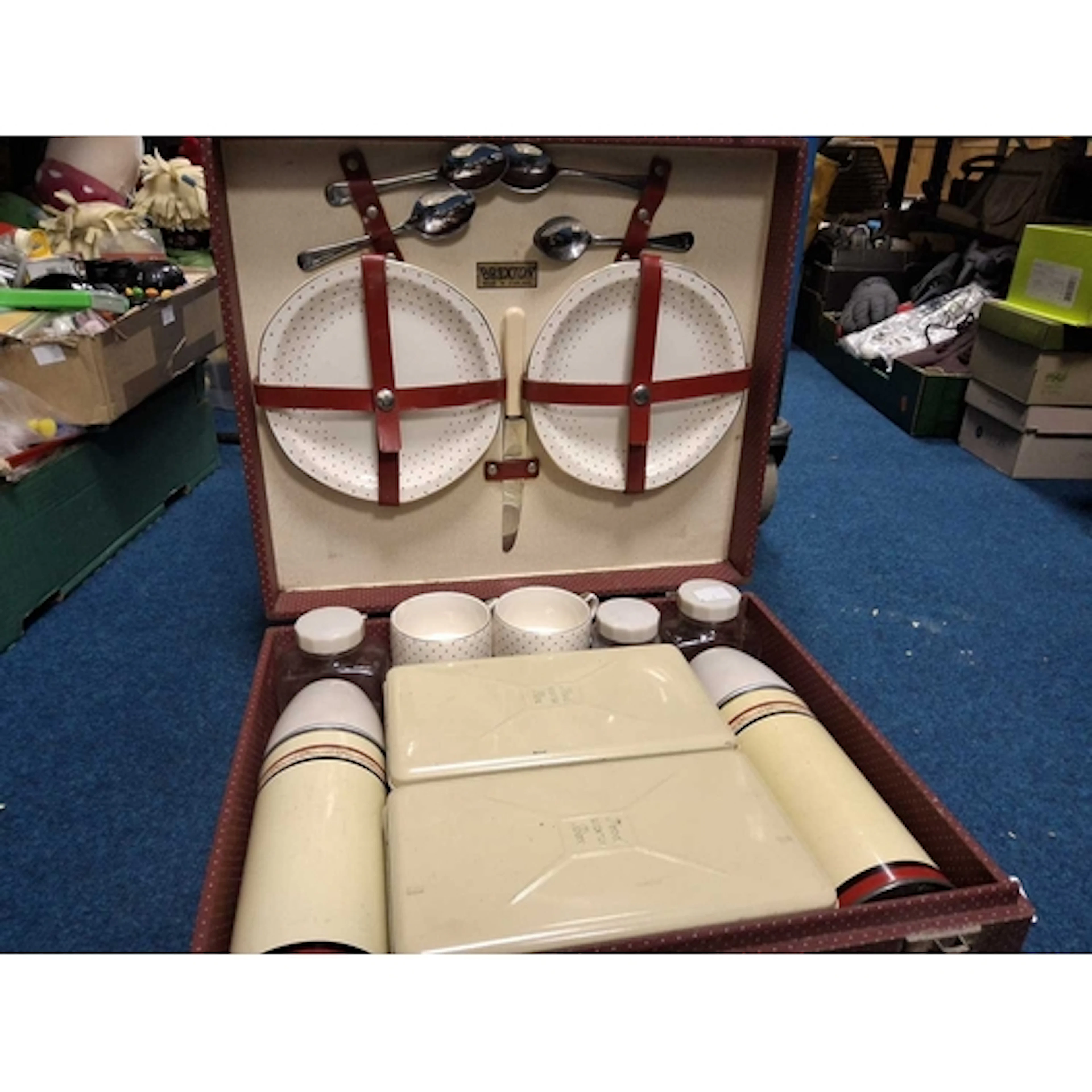 TWO VINTAGE PICNIC SETS to include a Brexton set comprising ...