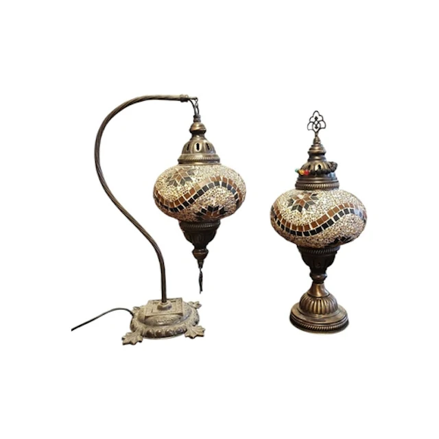 Two late 20th century Turkish mosaic table lamps. One exampl...