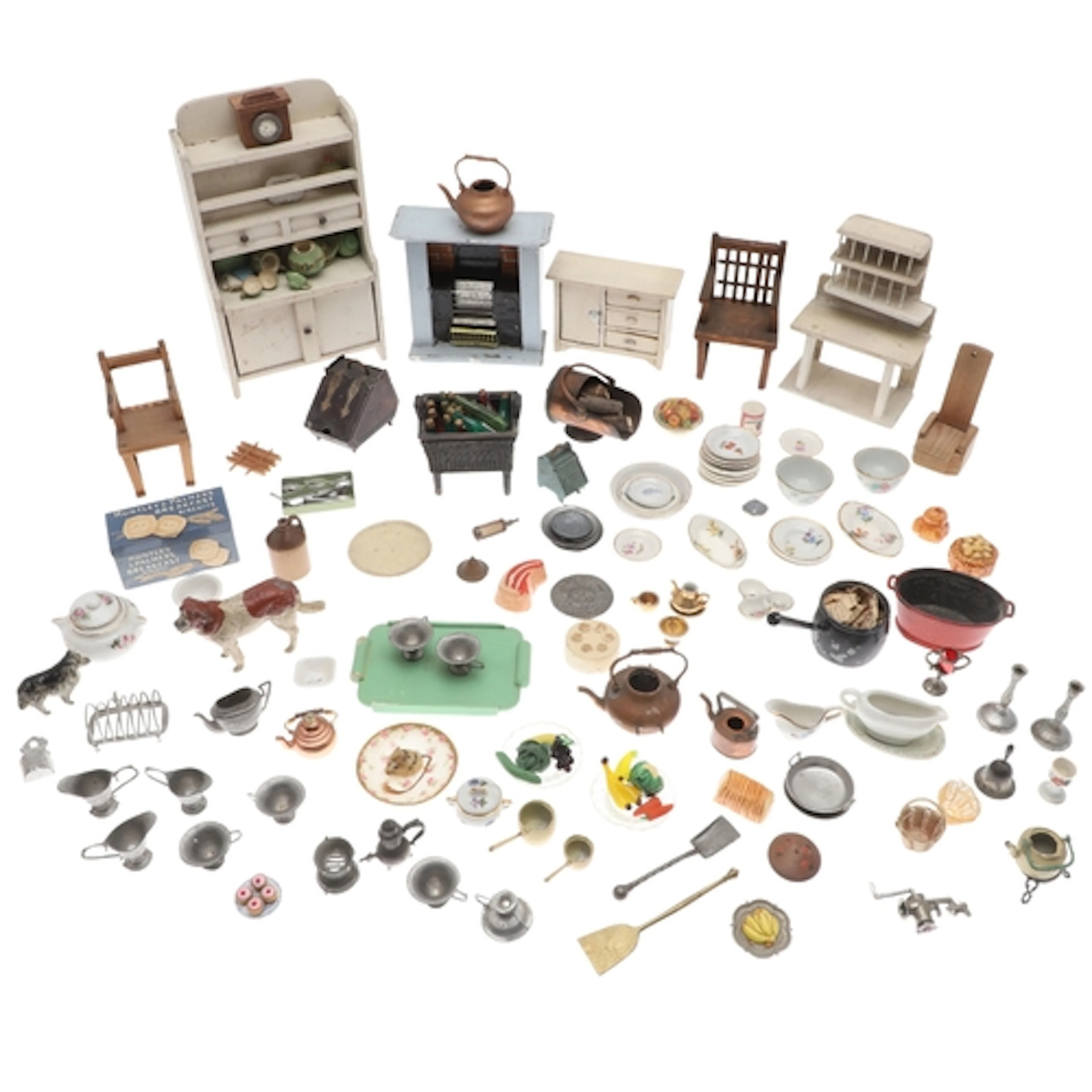 QTY OF DOLLS HOUSE FURNITURE & ACCESSORIES - KITCHEN ITEMS. ...
