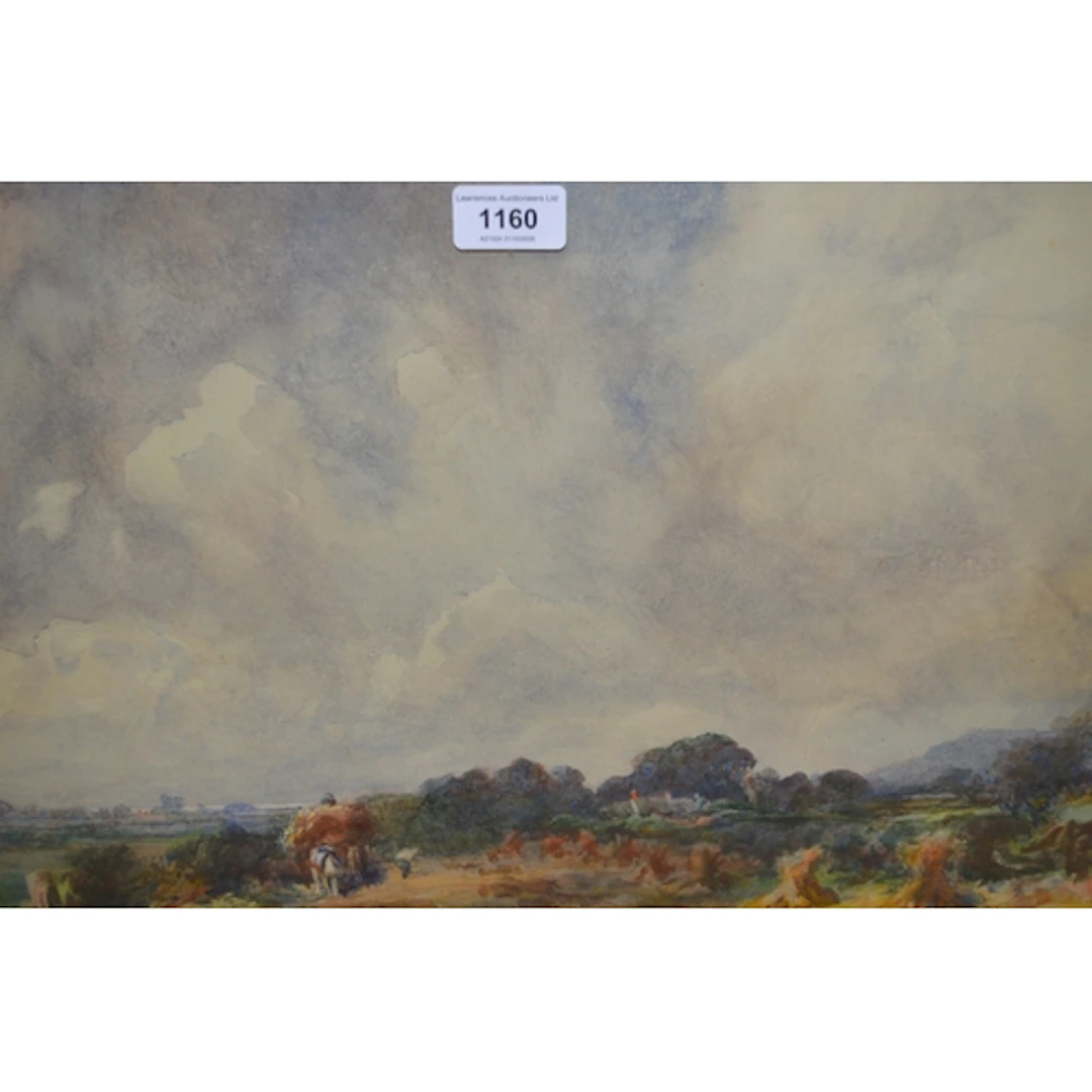 Frederick James Kerr, watercolour, harvest scene, signed and...