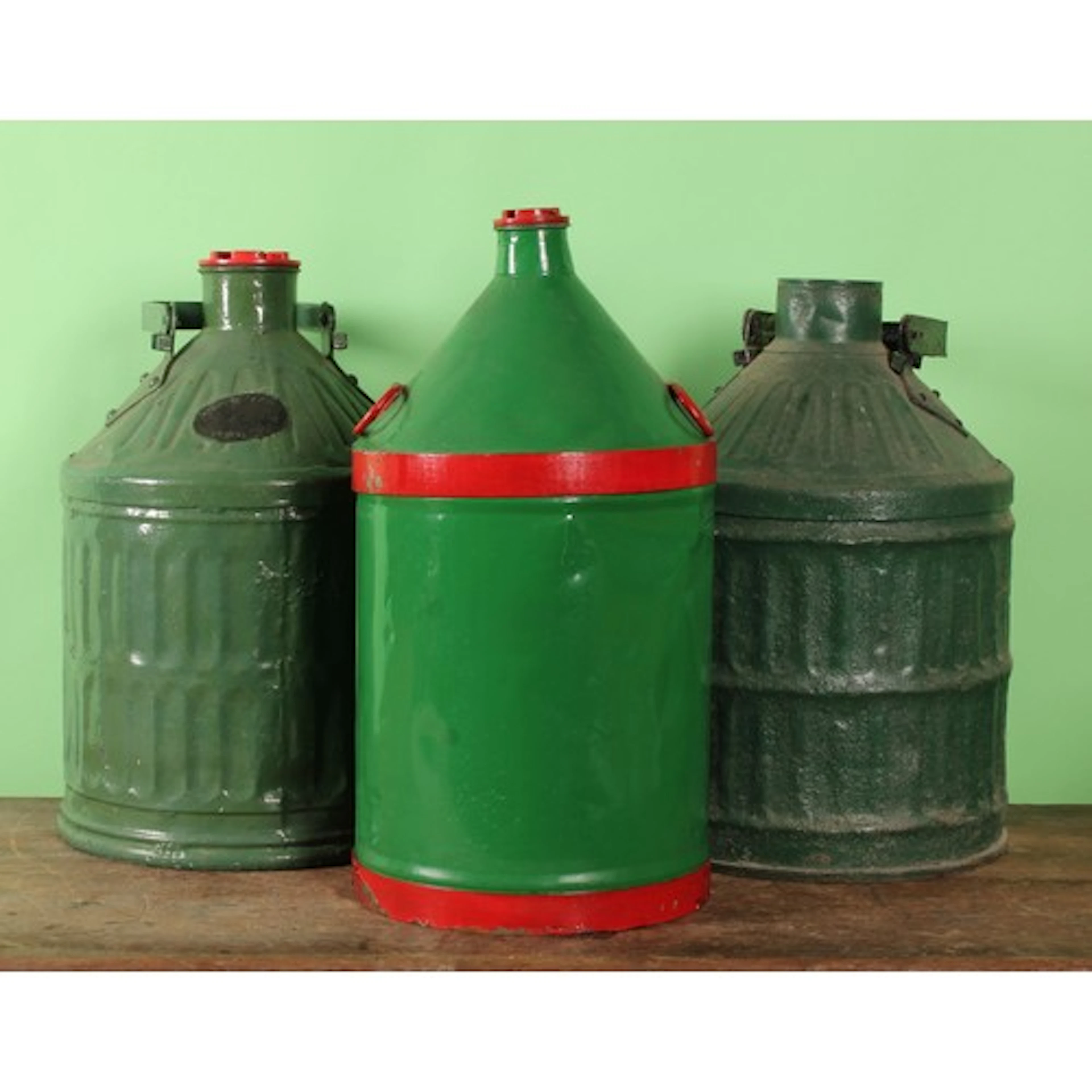 Petroliana - a vintage five gallon cylindrical oil can, appl...