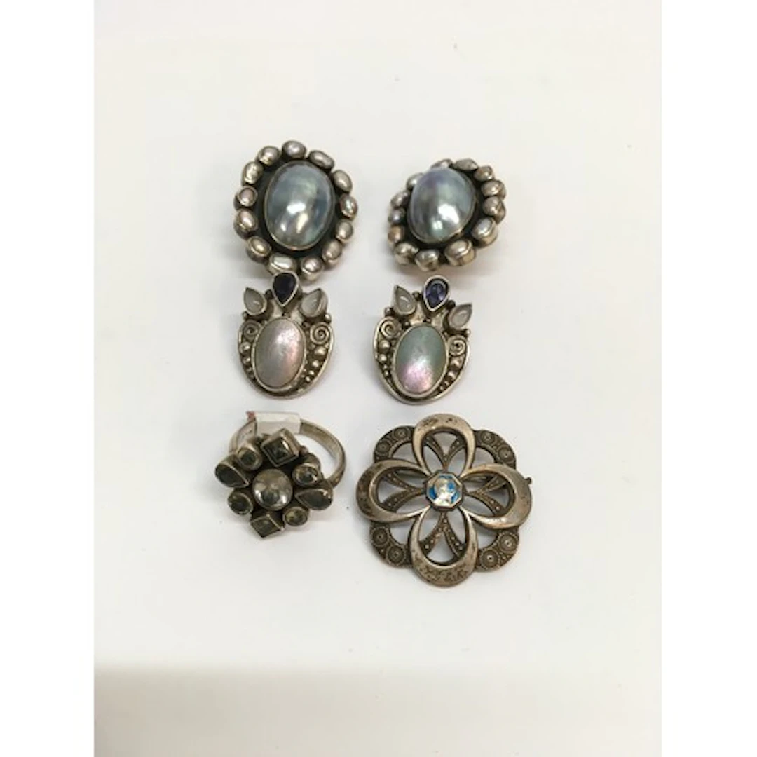 A pair of Federico Jimenez sterling silver clip earrings, an...