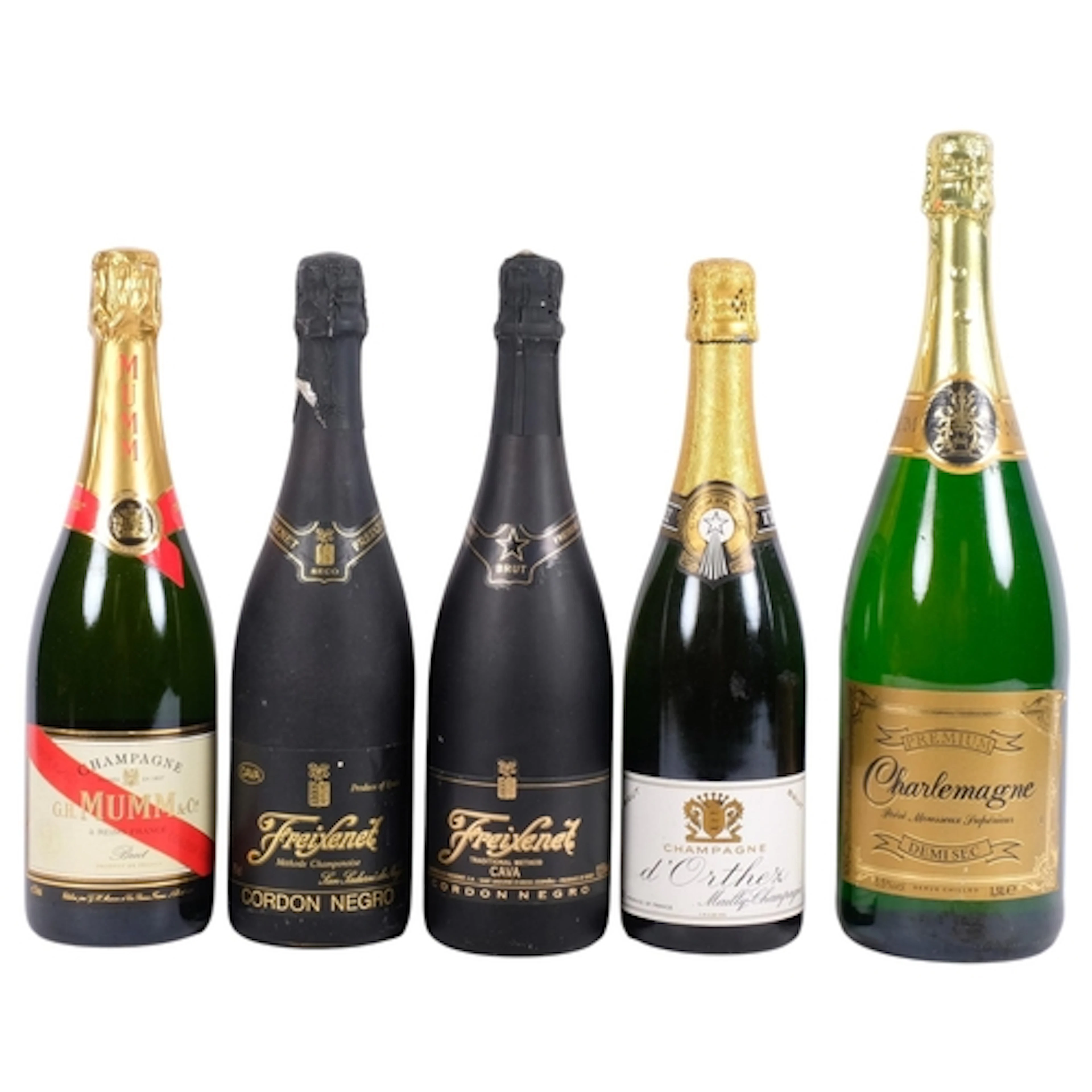 5 bottles of Champagne, including G.H. Mumm & Cie, France, 2...