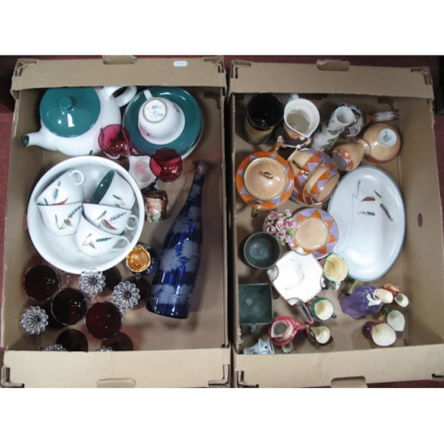 Denby 'Greenwheat' Tableware of 17 pieces, including a teapo...