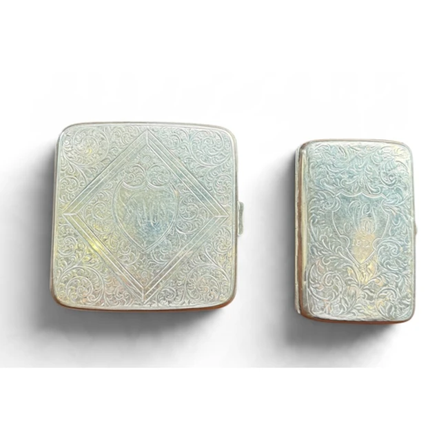 TWO SILVER CIGARETTE CASES 173gms