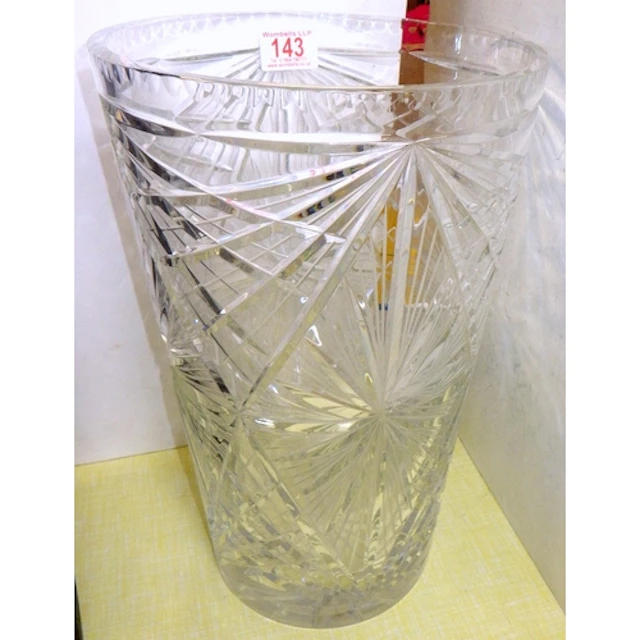 A large good quality cut glass vase, 36cm tall