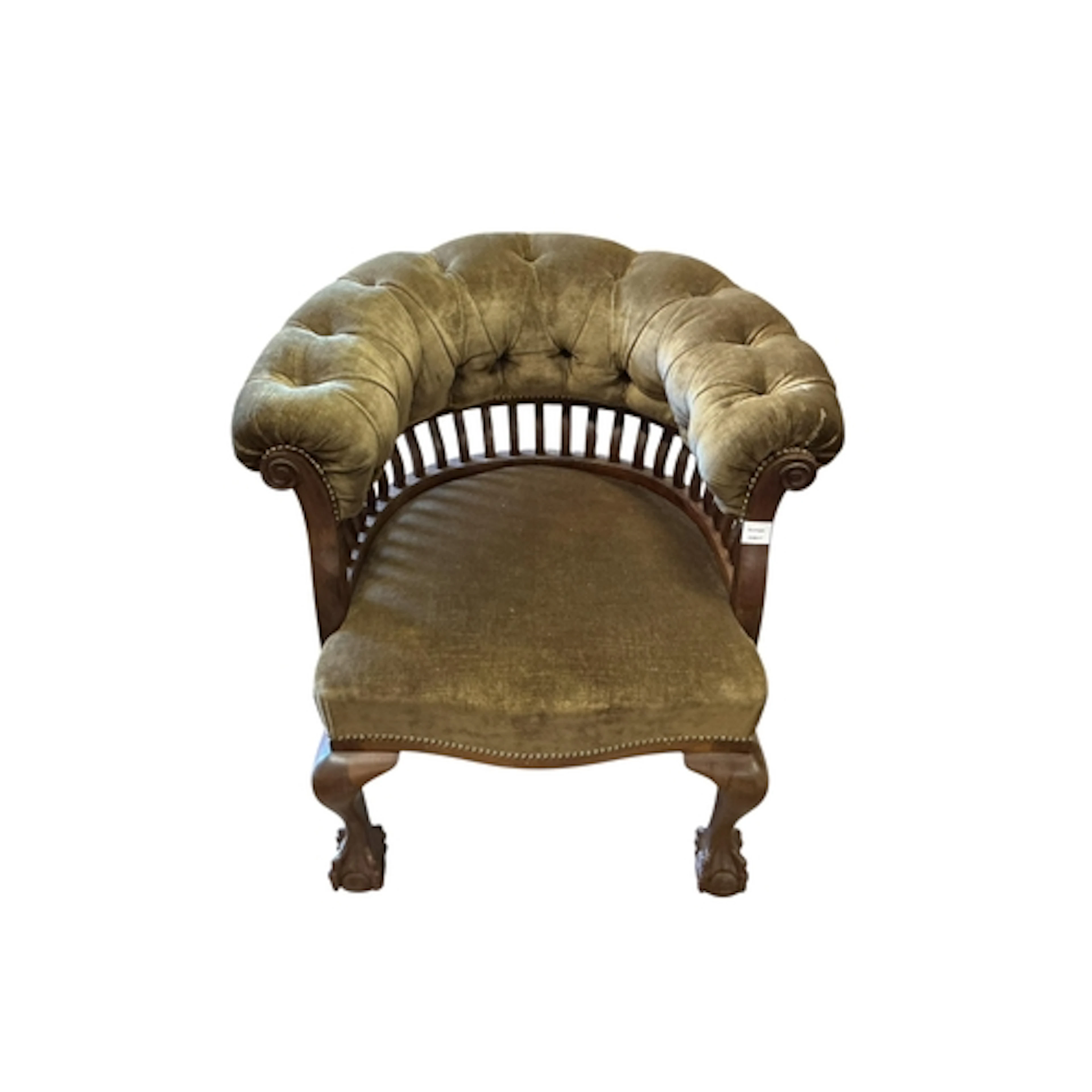 A late 19th / early 20th century mahogany tub chair, with bu...