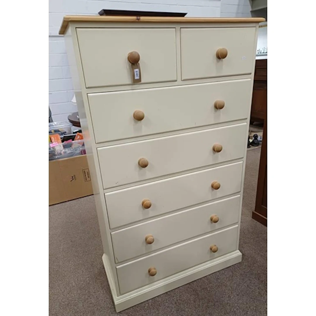 GILLERSON FURNITURE GROUP PAINTED CREAM & PINE CHEST OF 2 SH...