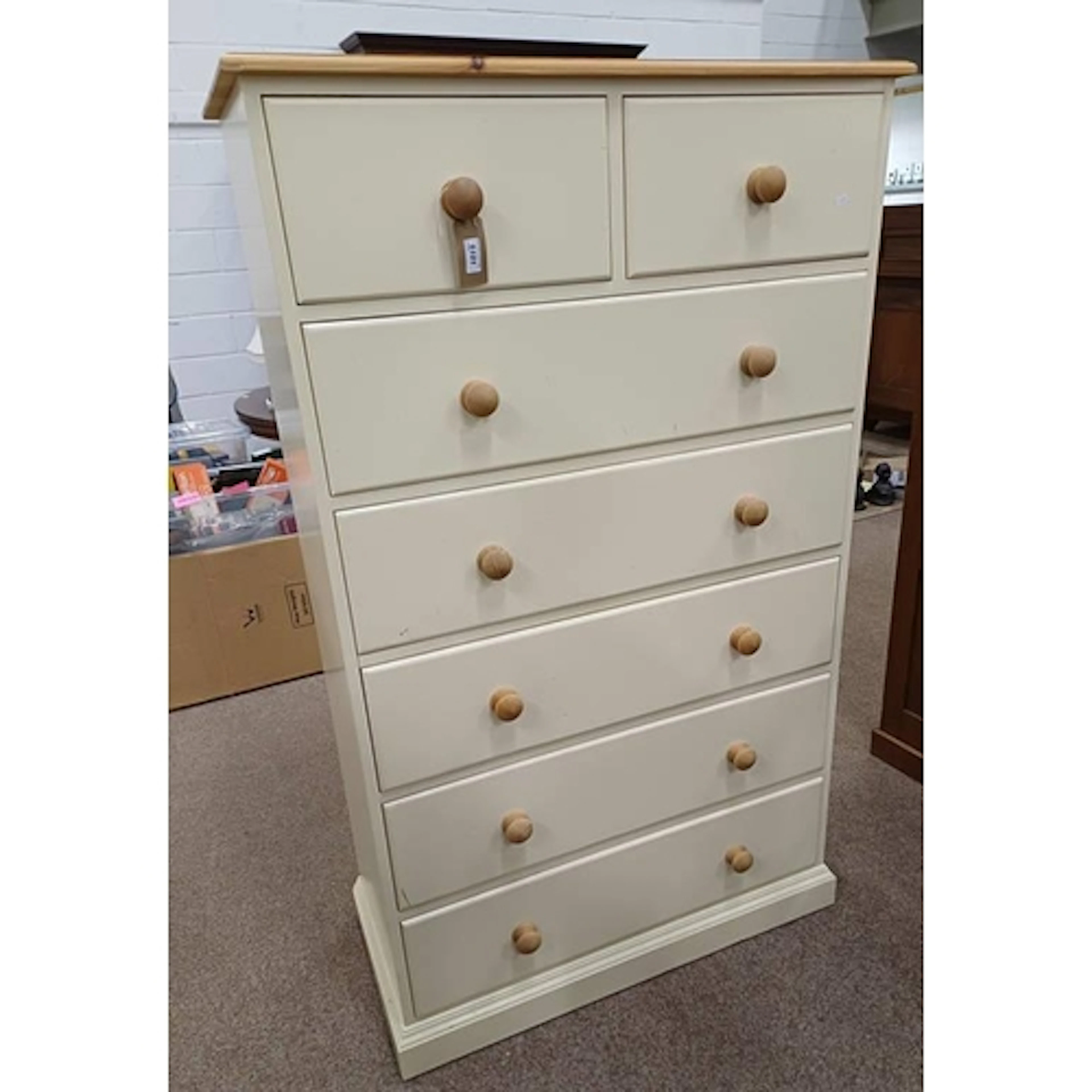GILLERSON FURNITURE GROUP PAINTED CREAM & PINE CHEST OF 2 SH...
