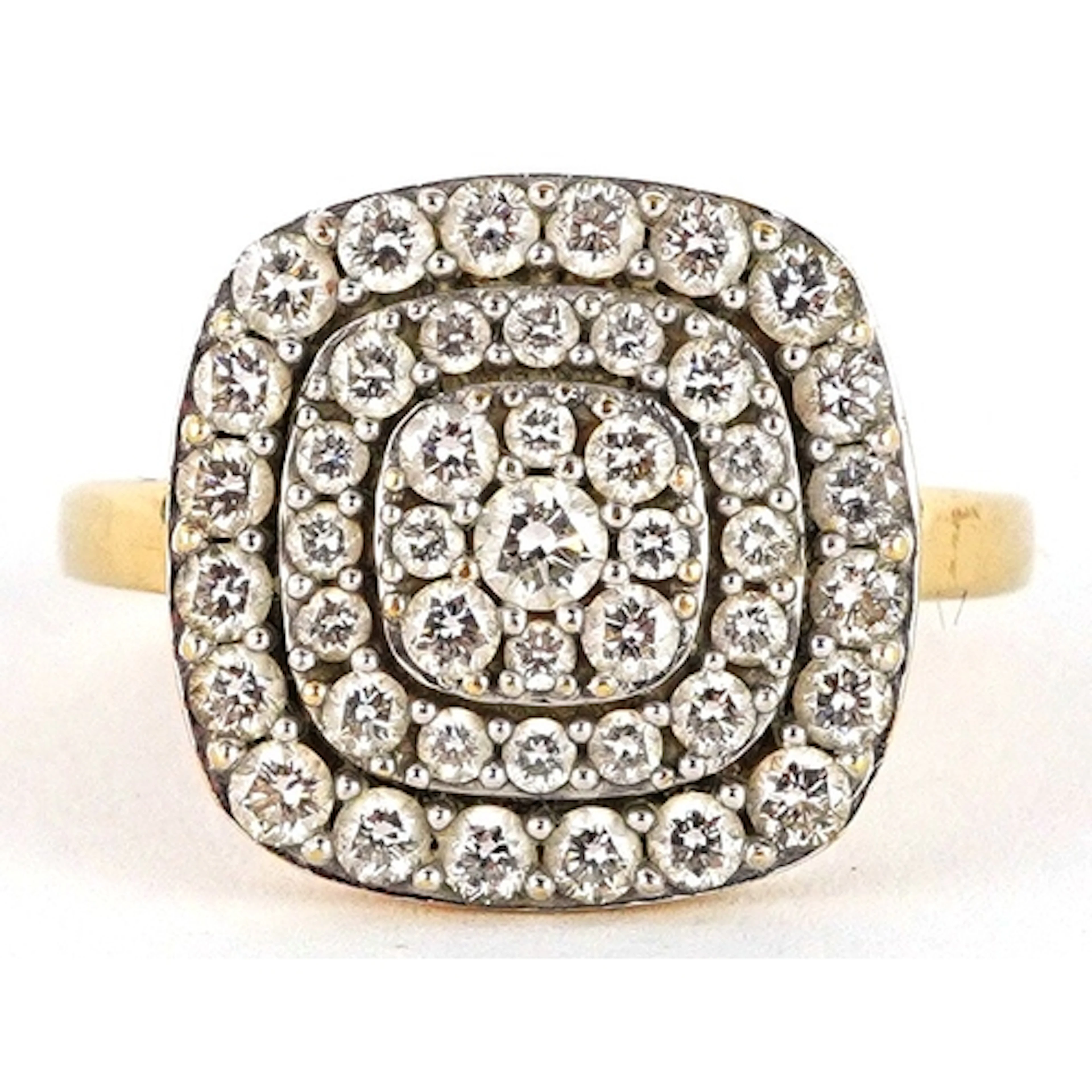 18K gold diamond cluster ring, size N, 4.7g.