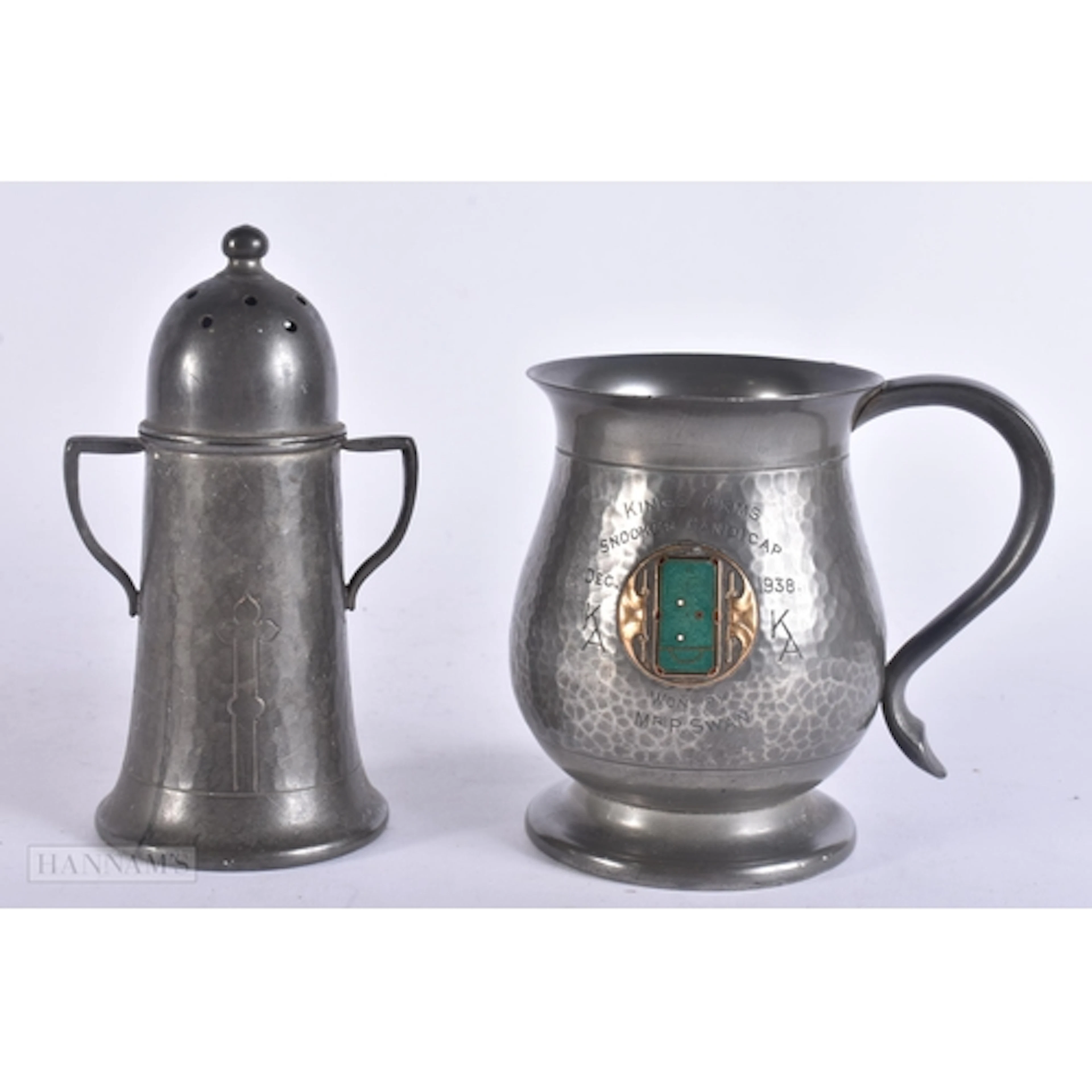 A CHARMING ART DECO SNOOKER INTEREST ENAMELLED together with...