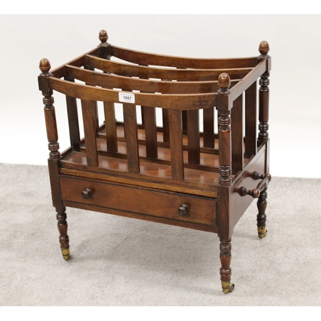 19th Century mahogany three division Canterbury with a singl...