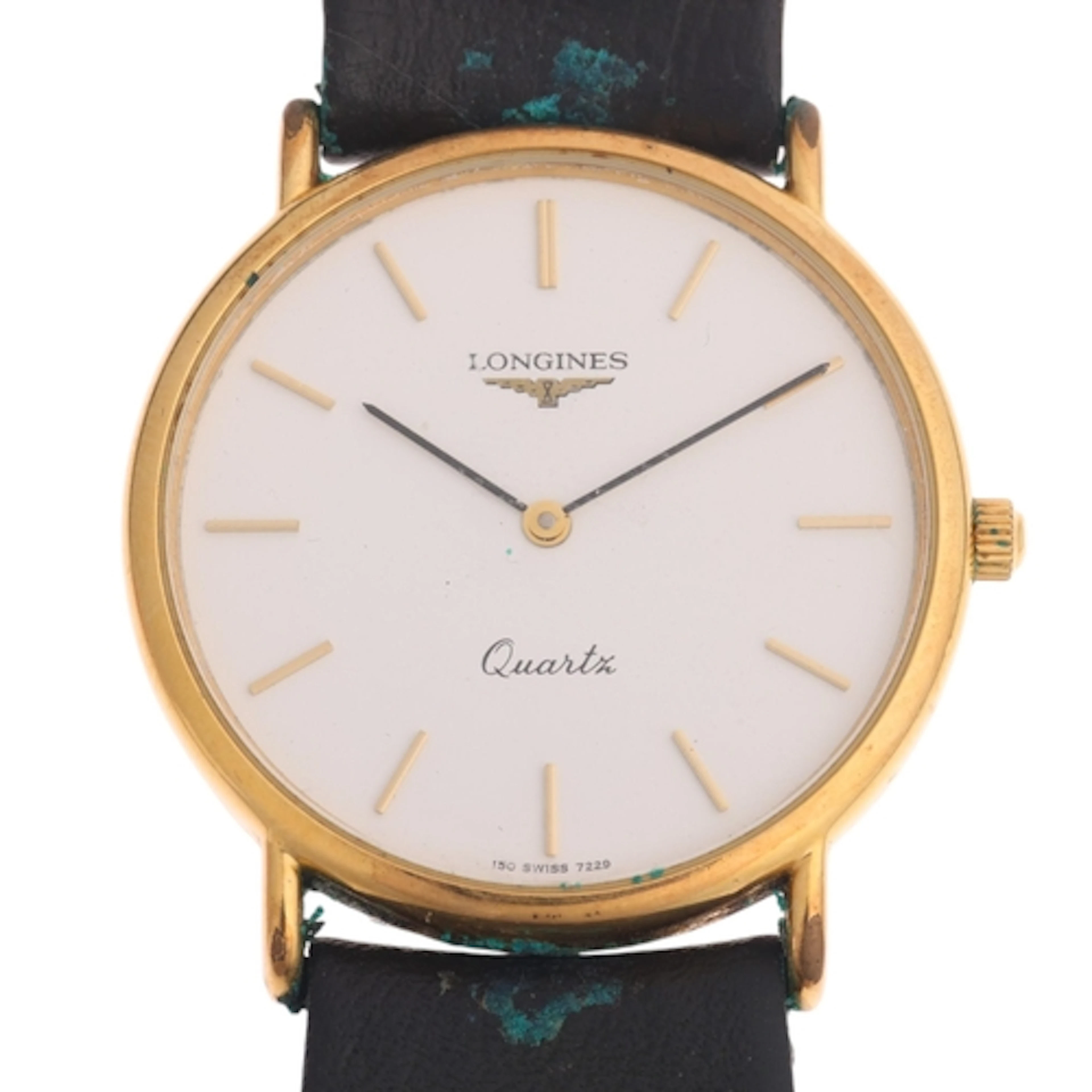 LONGINES - a gold plated stainless steel quartz wristwatch, ...