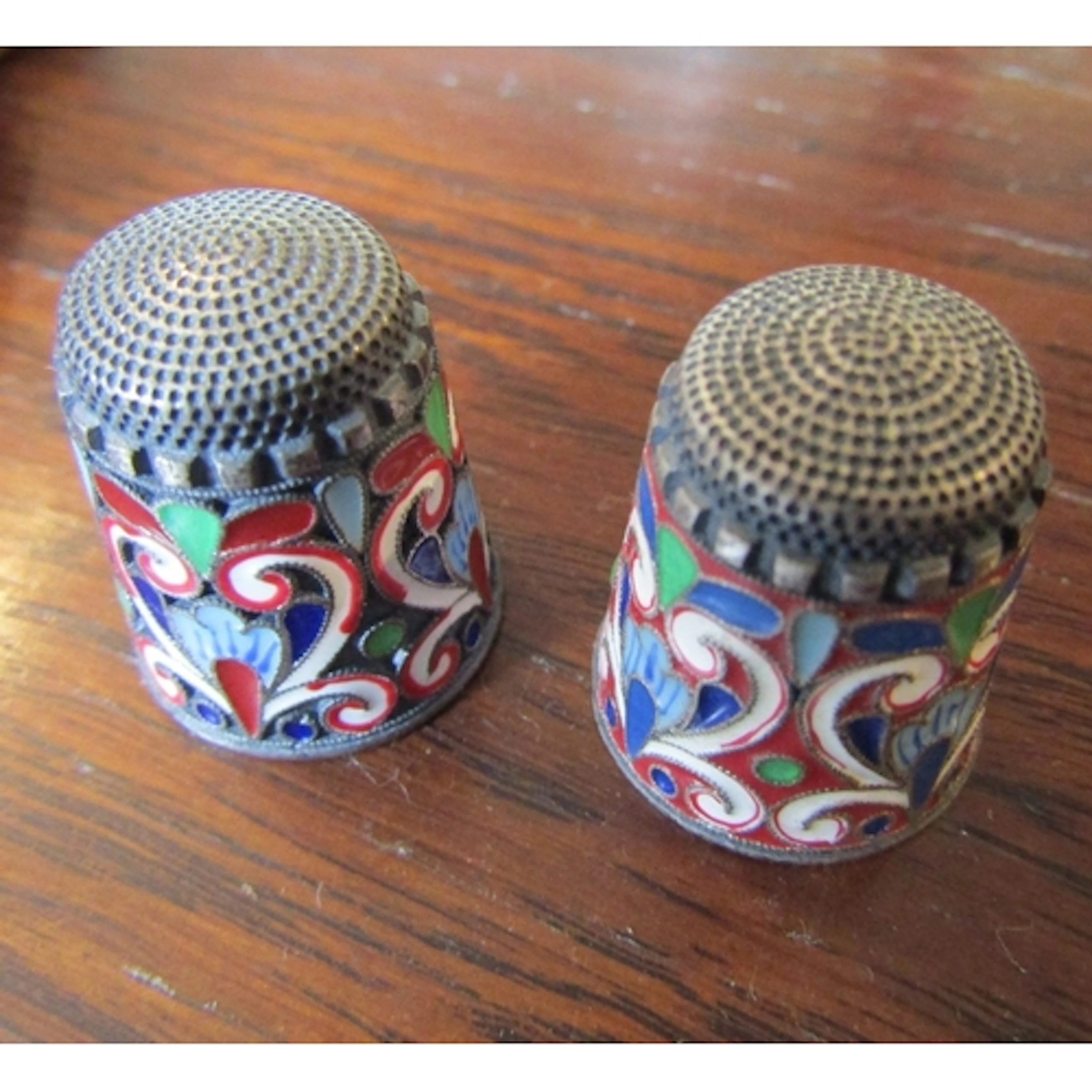 Pair of Silver Russian Enamel Decorated Figure Tumbles Attra...