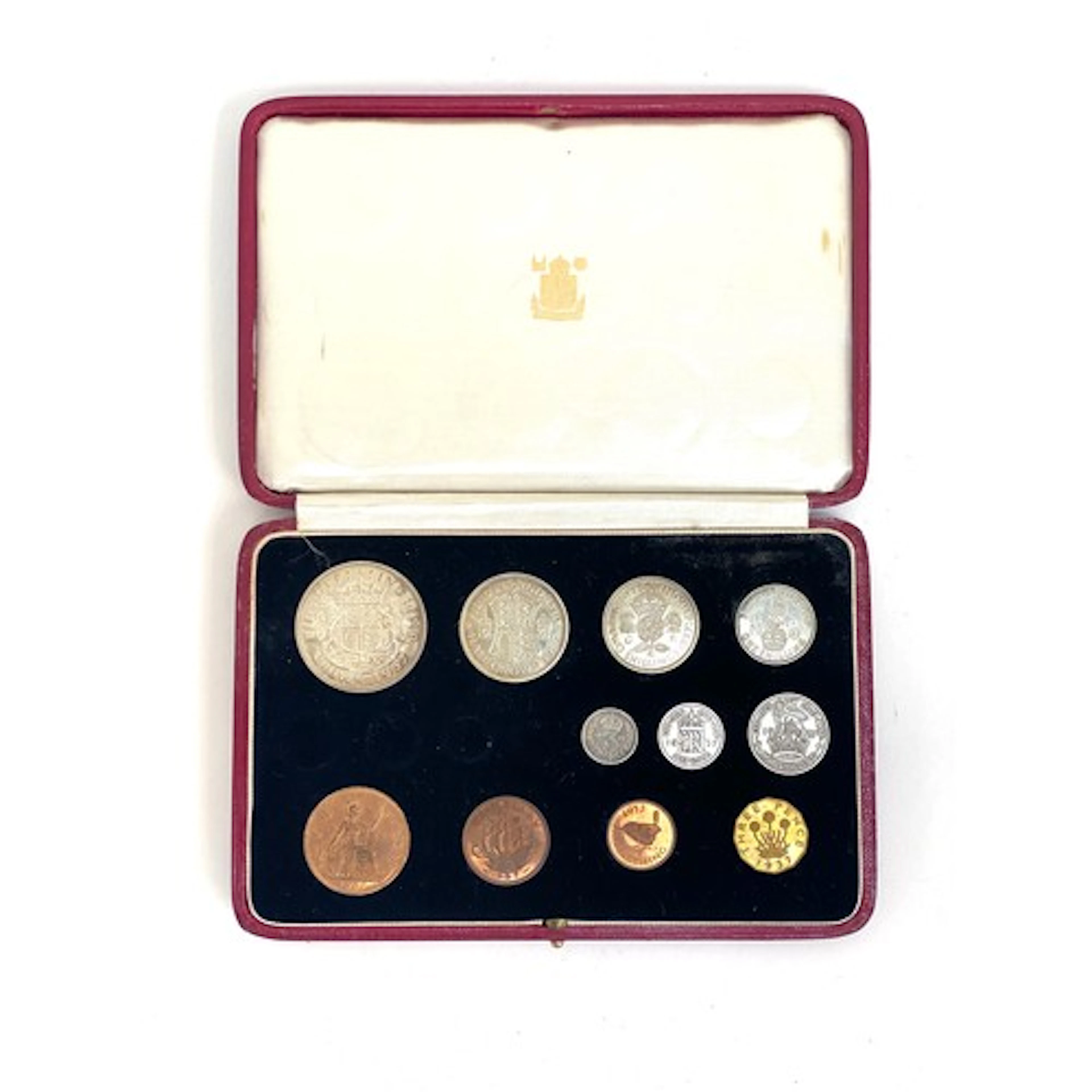 A George VI 1937 specimen coin set (incomplete), in a red mo...
