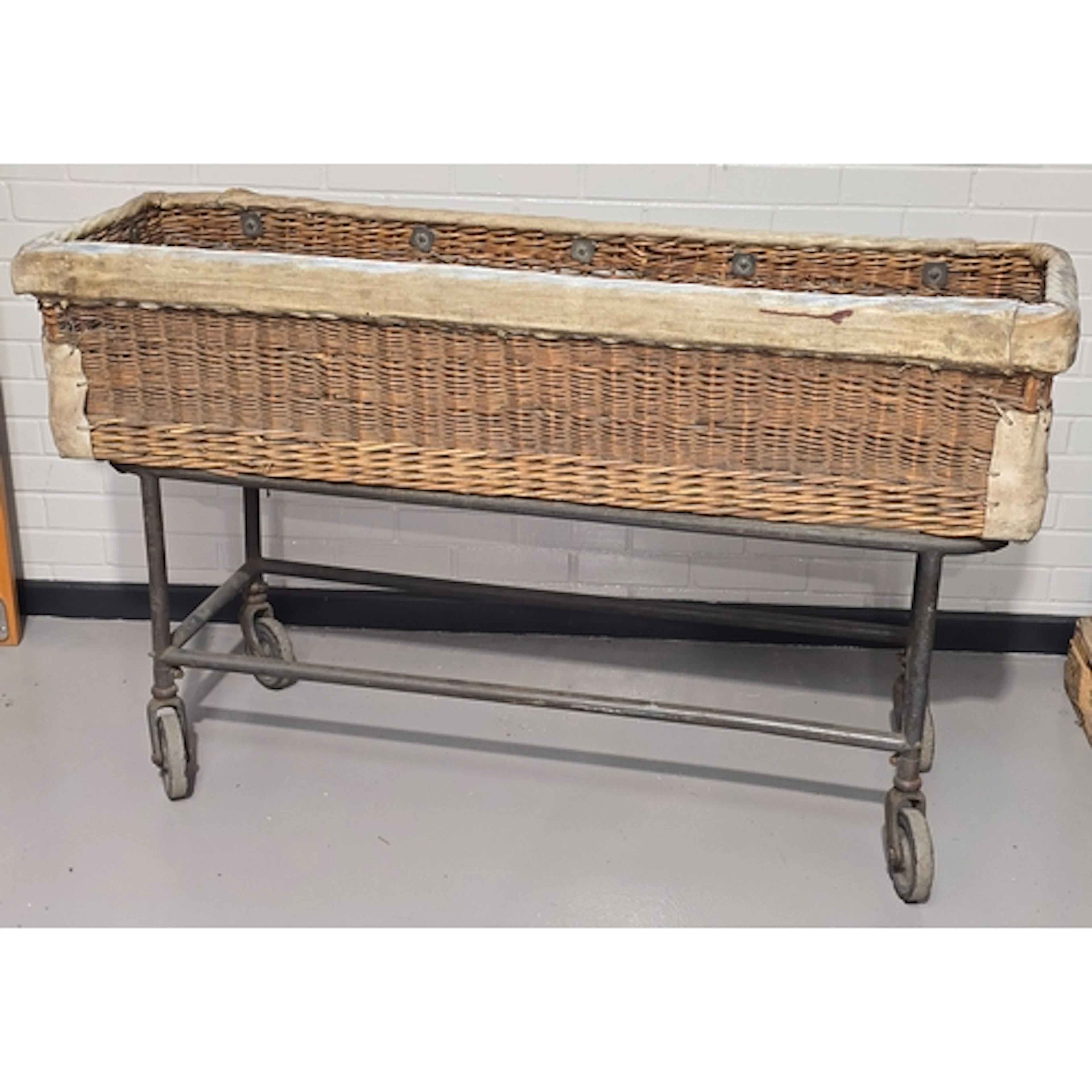 Vintage post trolley from the 1950’s. Woven basket top with ...