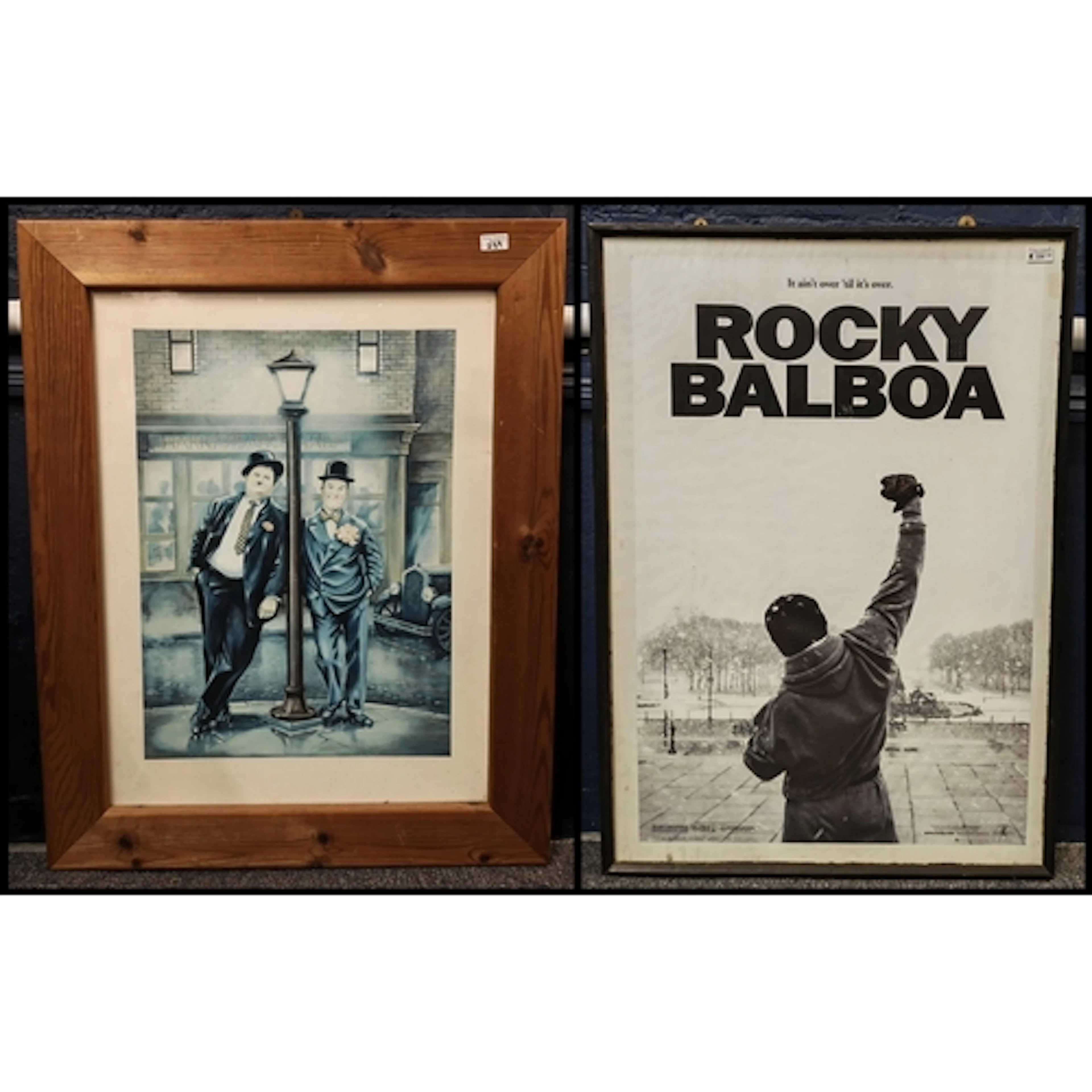 Modern framed print,portrait of Laurel and Hardy, and a fram...