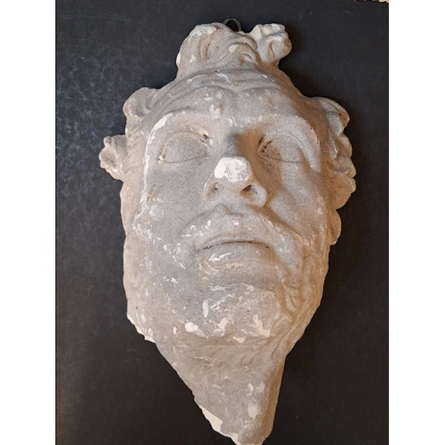 Plaster Wall Hanging Sculpture Classical Male Face approx. 3...