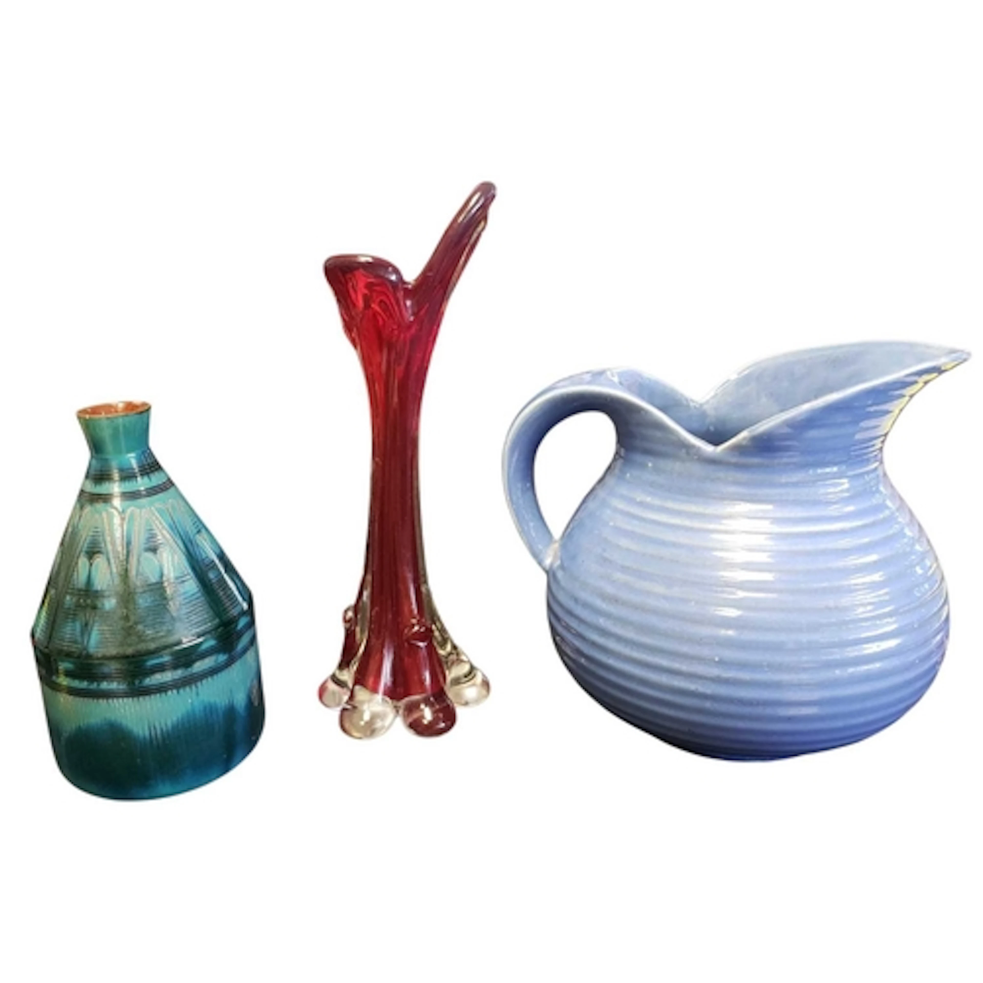 20th century Bitossi style ceramic stem vase, Murano style s...