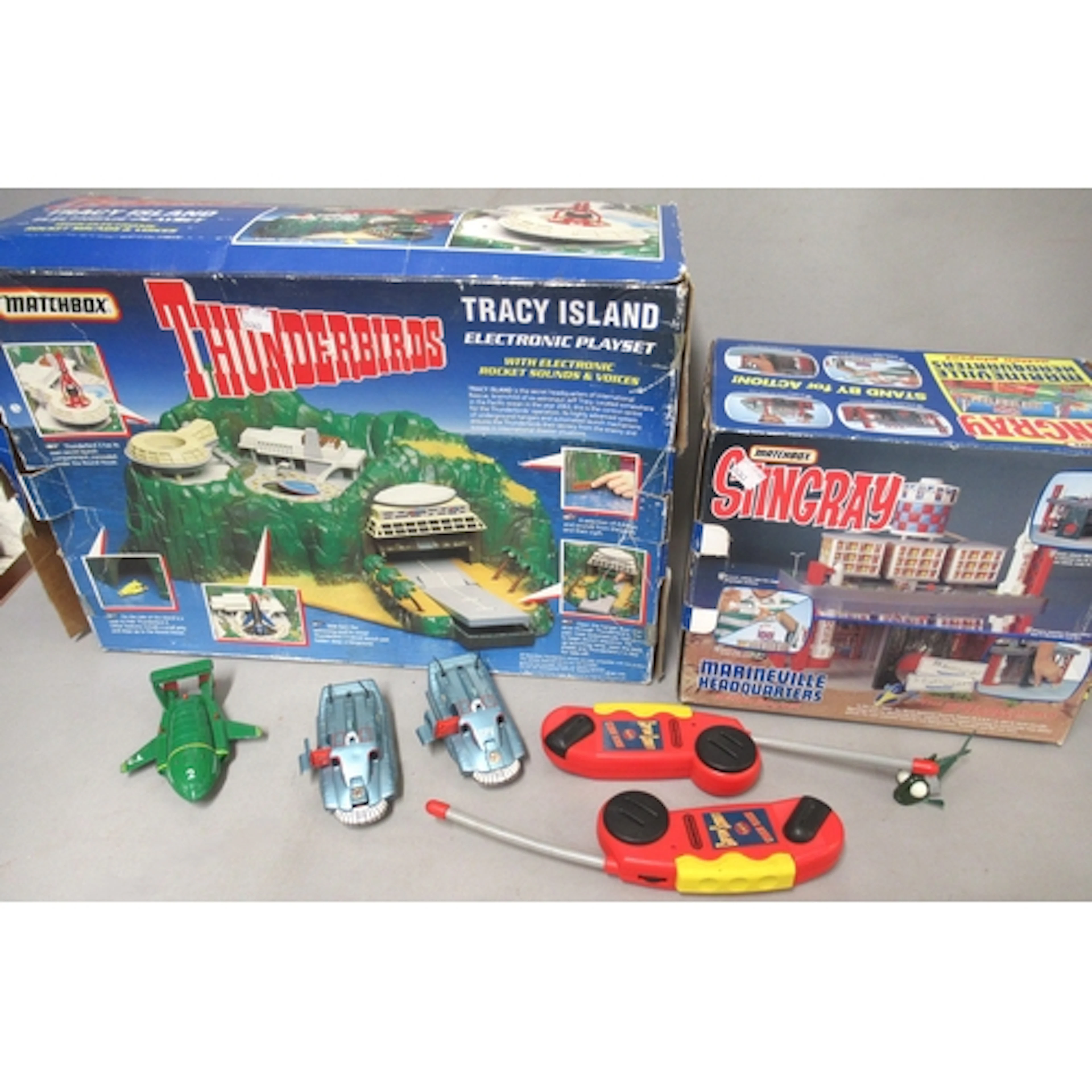 Boxed Matchbox Thunderbirds Tracey Island, together with a b...