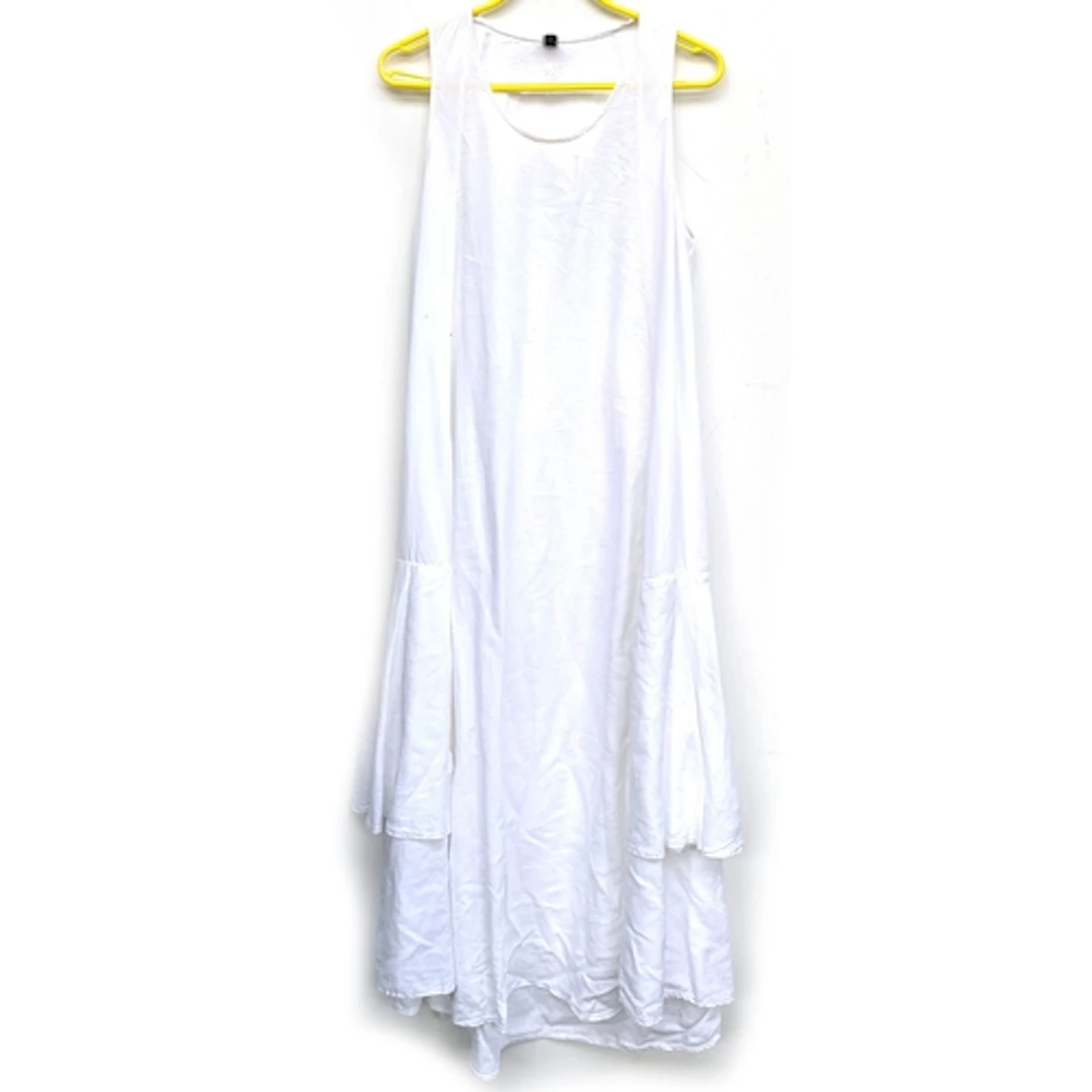 A European Culture white linen sleeveless dress, size L