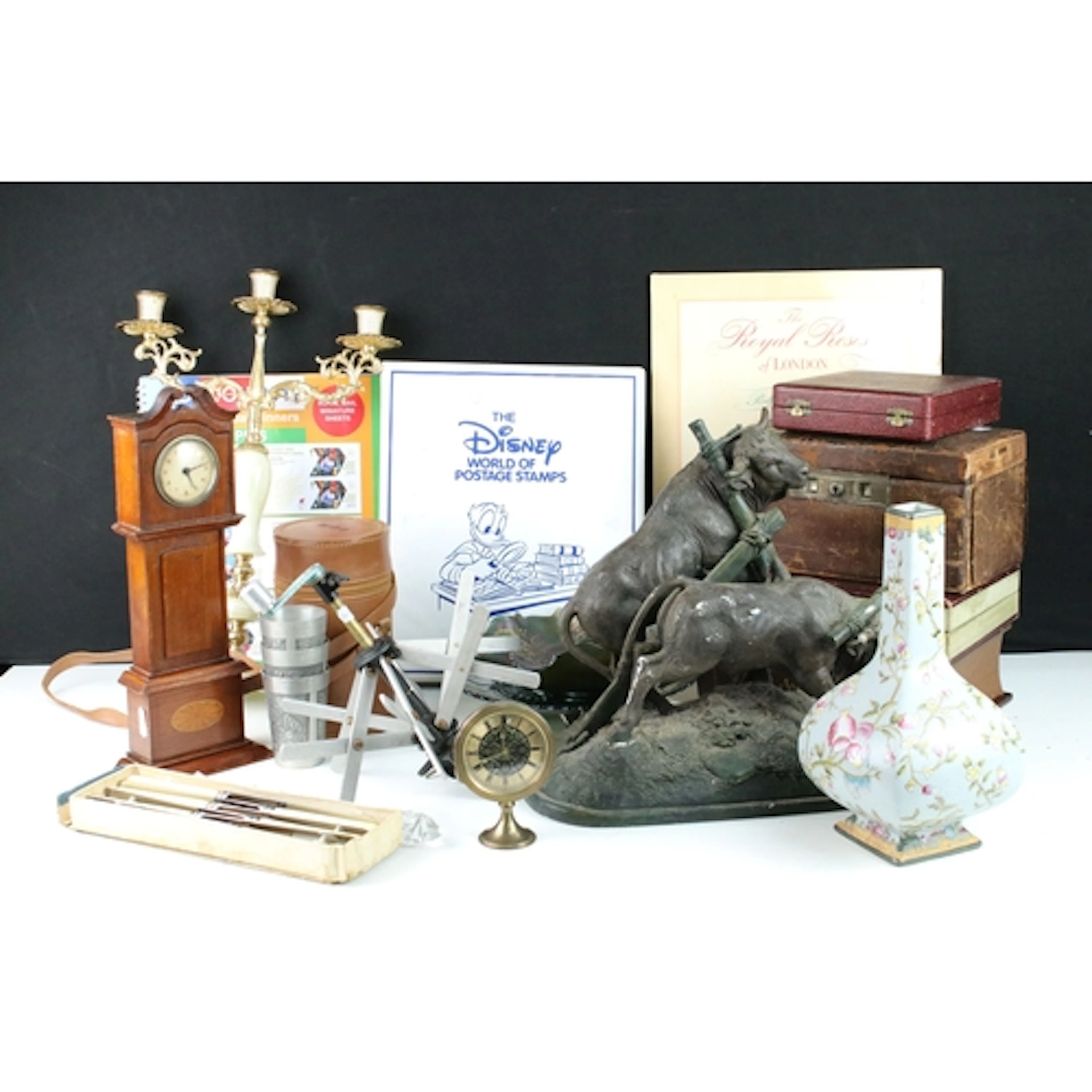 20th century spelter figural group of two bulls, mounted on ...