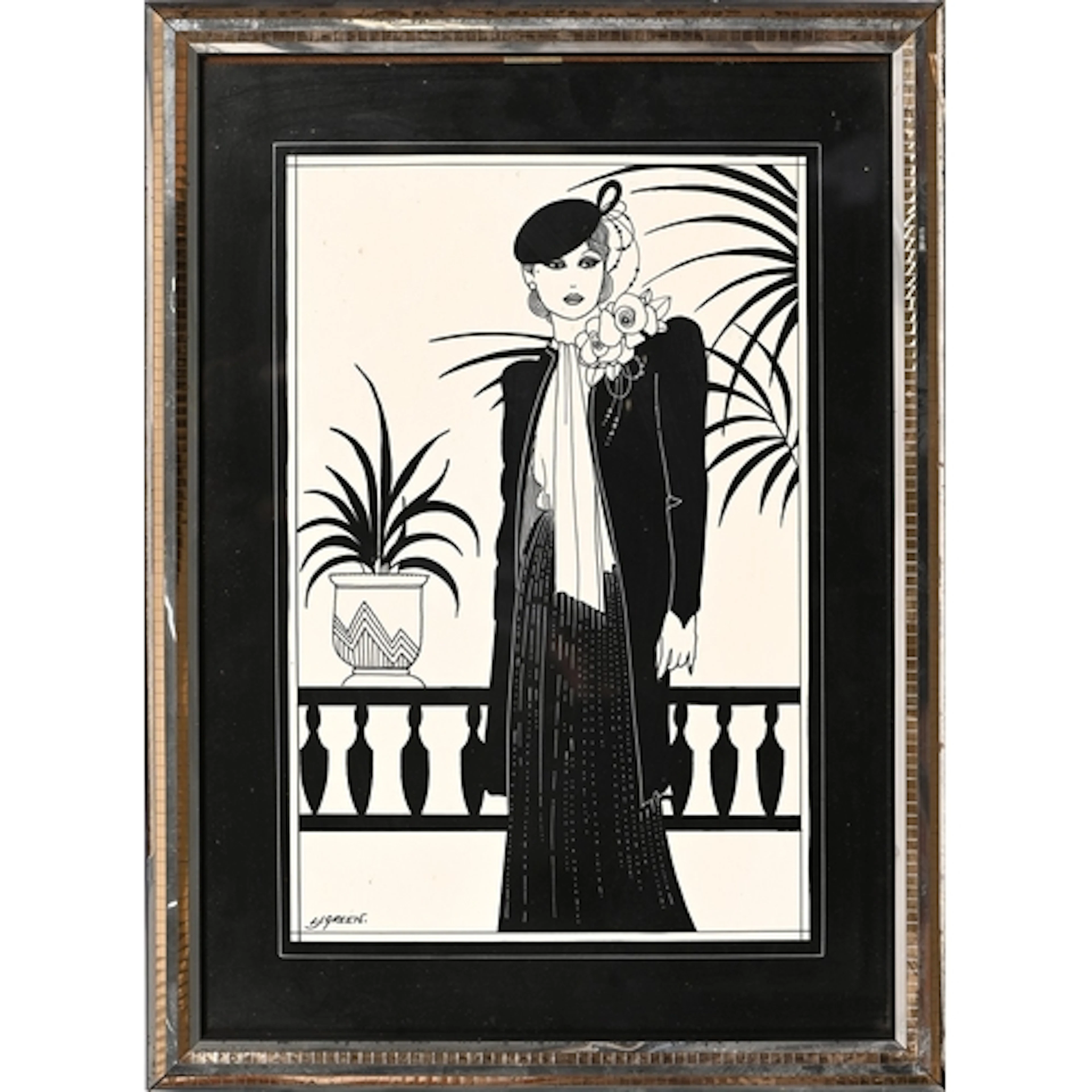 Linda Joy Green (1905-1993) - Study of an Art Deco Lady of F...