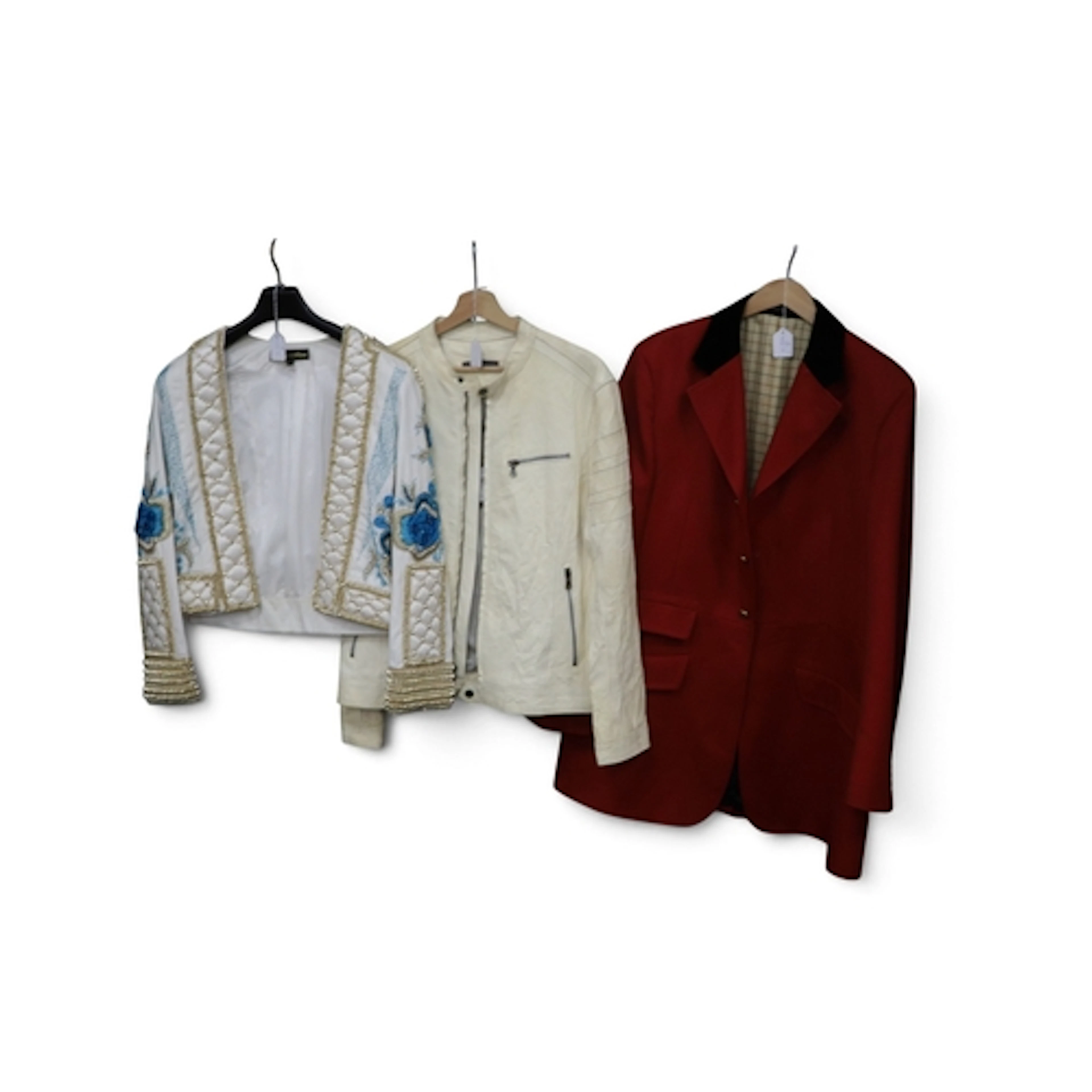 A Red Wool Hunting Jacket by Hackett London, with black velv...